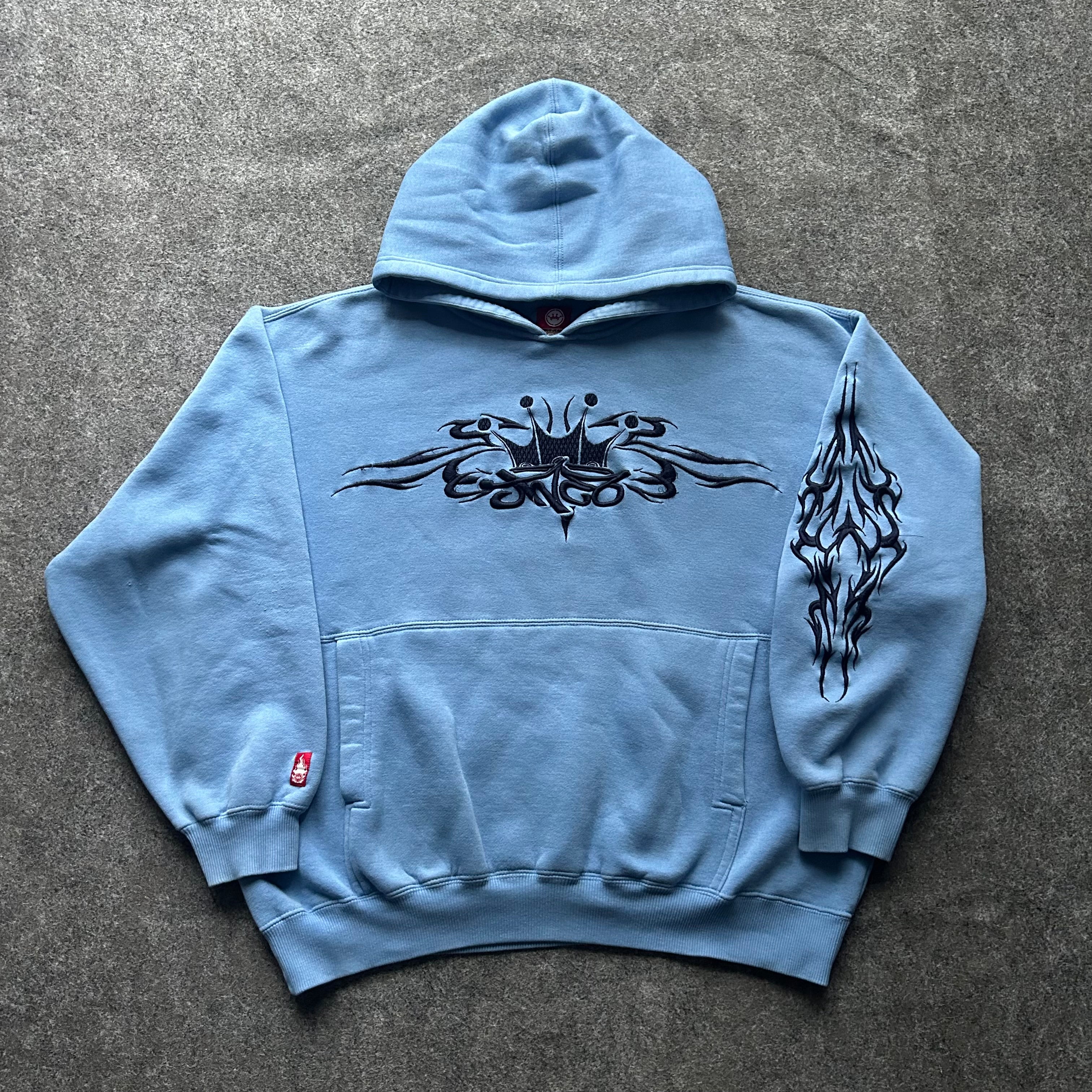 Vintage JNCO Tribal Embroidered Baby Blue Hoodie
