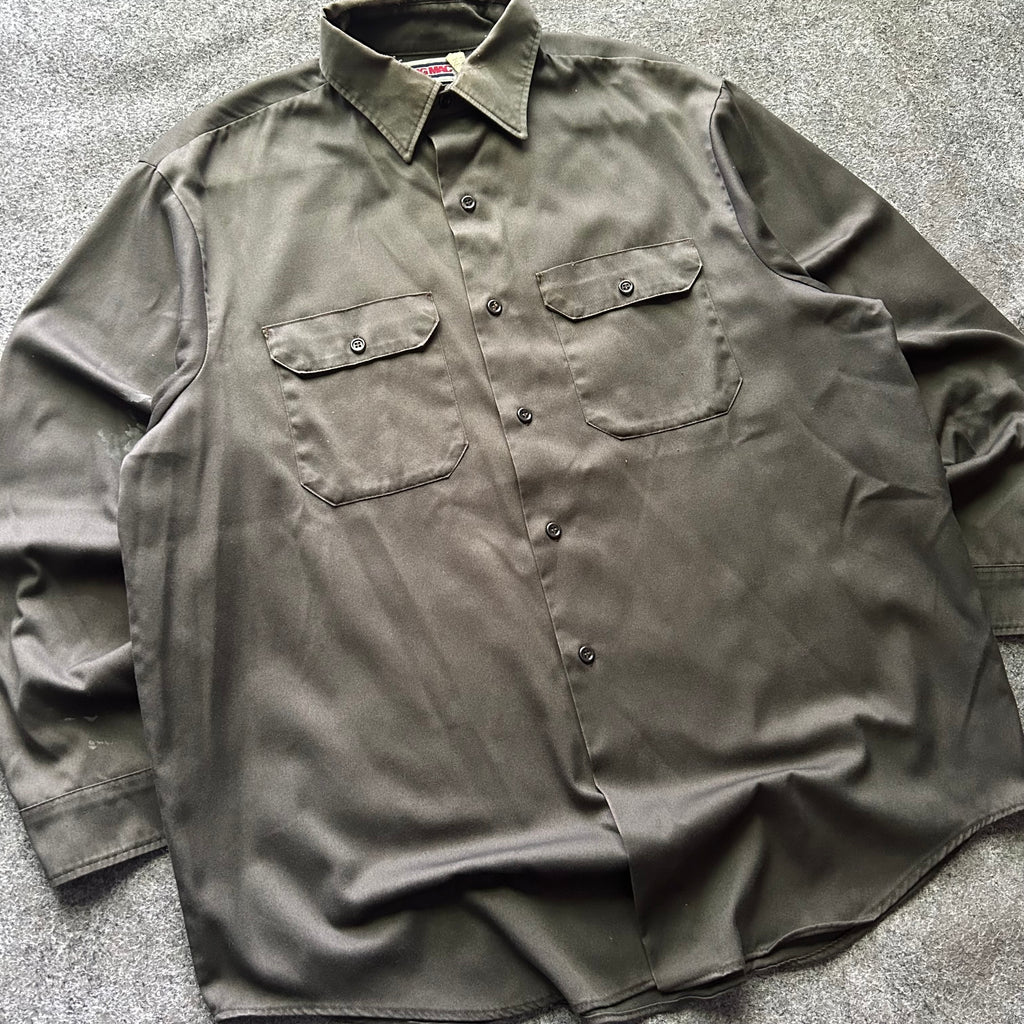 Vintage Distressed Olive Big Mac Long Sleeve Button Up Shirt