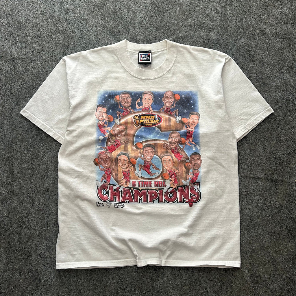 Vintage Chicago Bulls 6 Time NBA Champions Caricature T-shirt