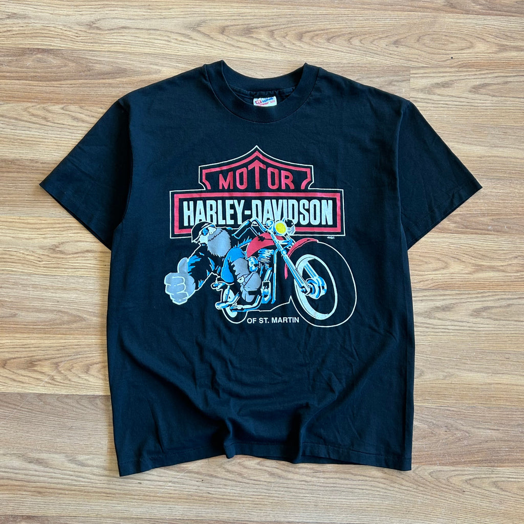 Vintage Harley Davidson Big Emblem Biker T-shirt - Size Large