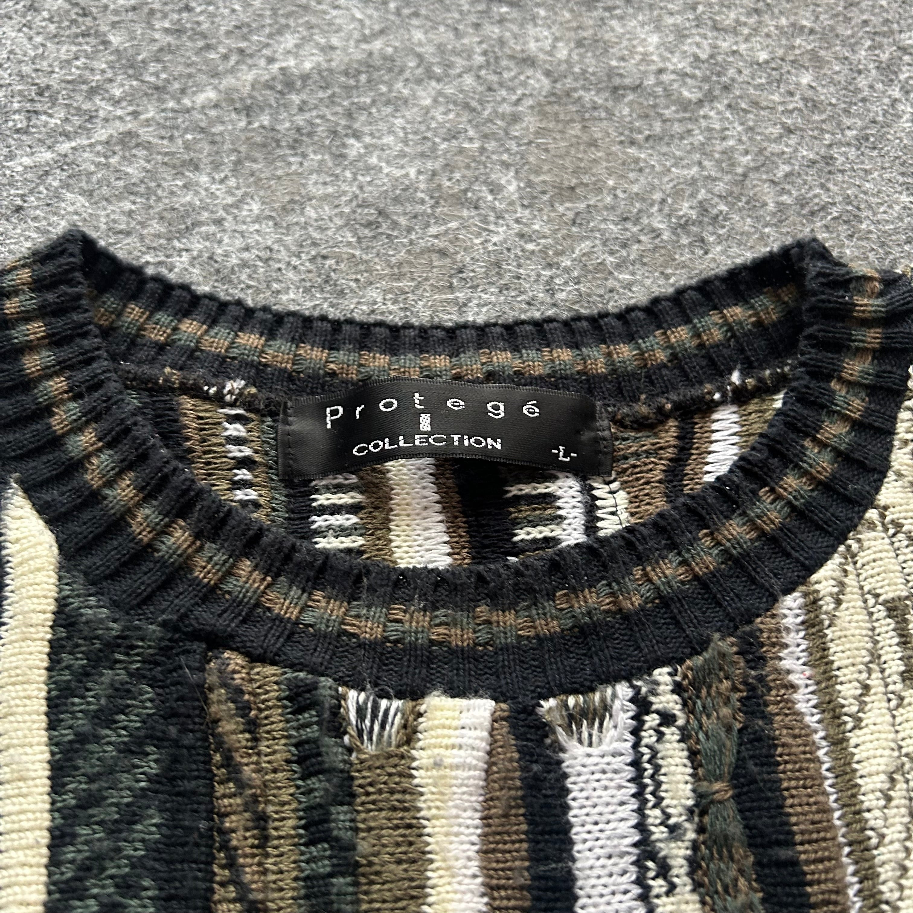 Vintage 3D Knit Coogi Styled Olive Sweater