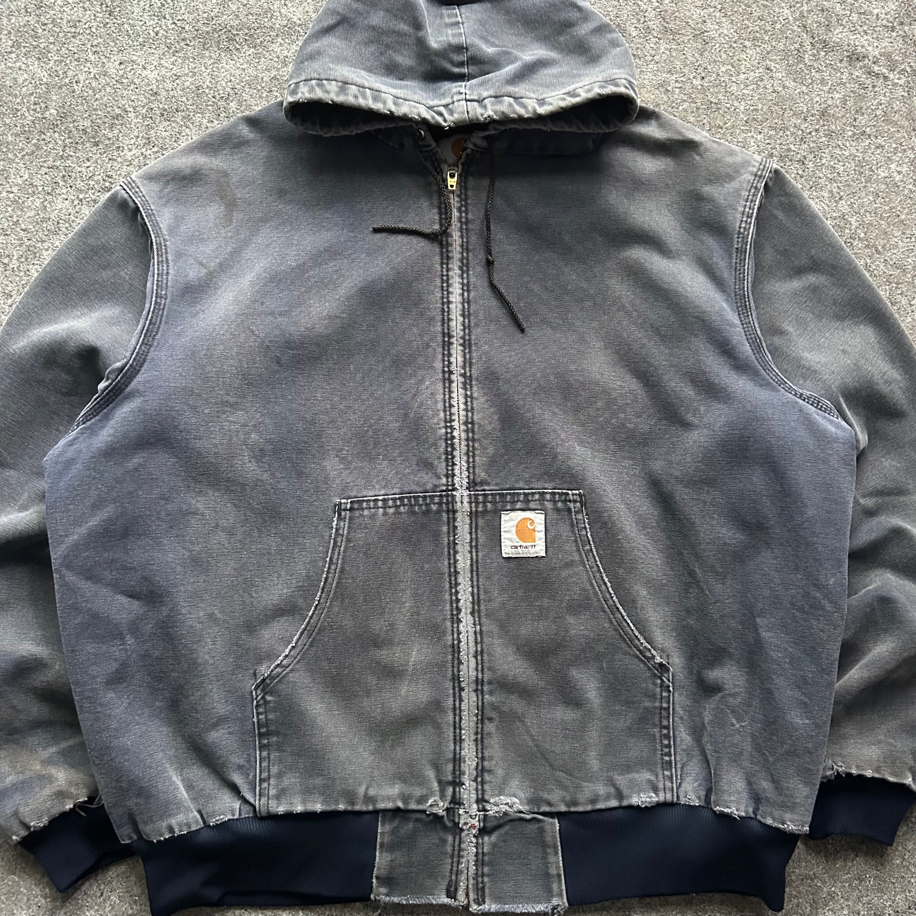 Vintage Distressed Navy Blue Carhartt Hooded Jacket