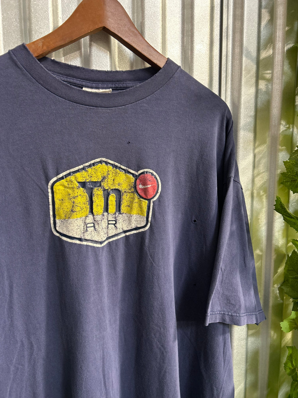 Vintage Nike Air Navy Blue Distressed T-shirt - Size 2Xl