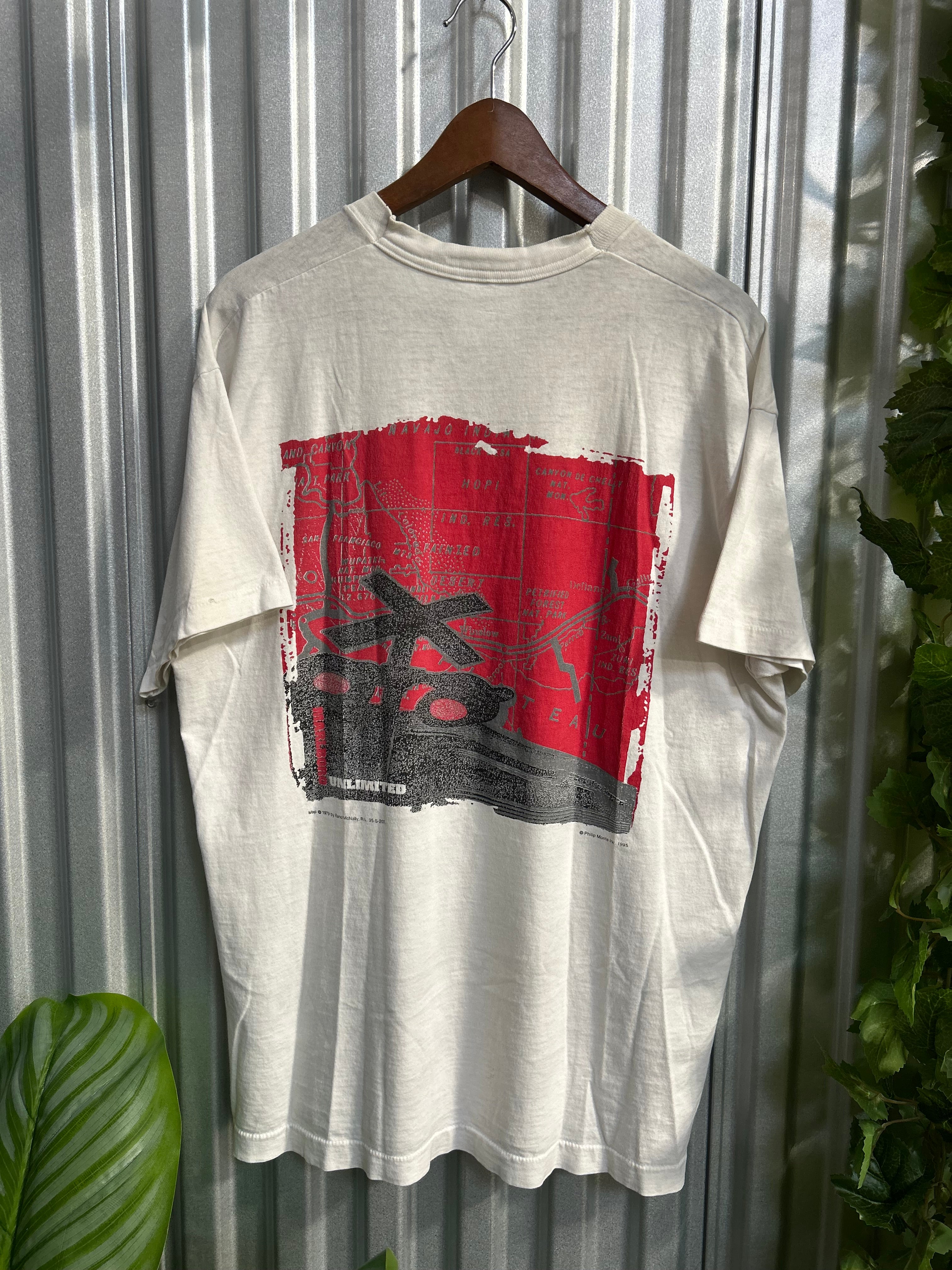 Vintage Marlboro Railroad Maps Pocket T-shirt - Size Xl
