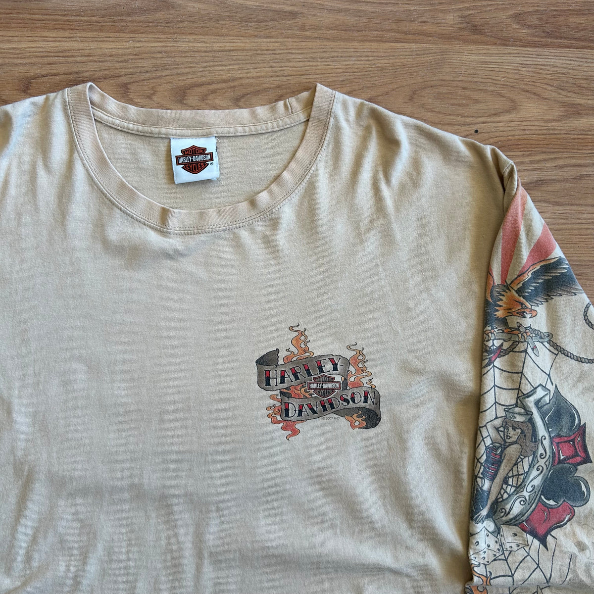 Vintage Harley Davidson Tattoo Long Sleeve Shirt - Size XL