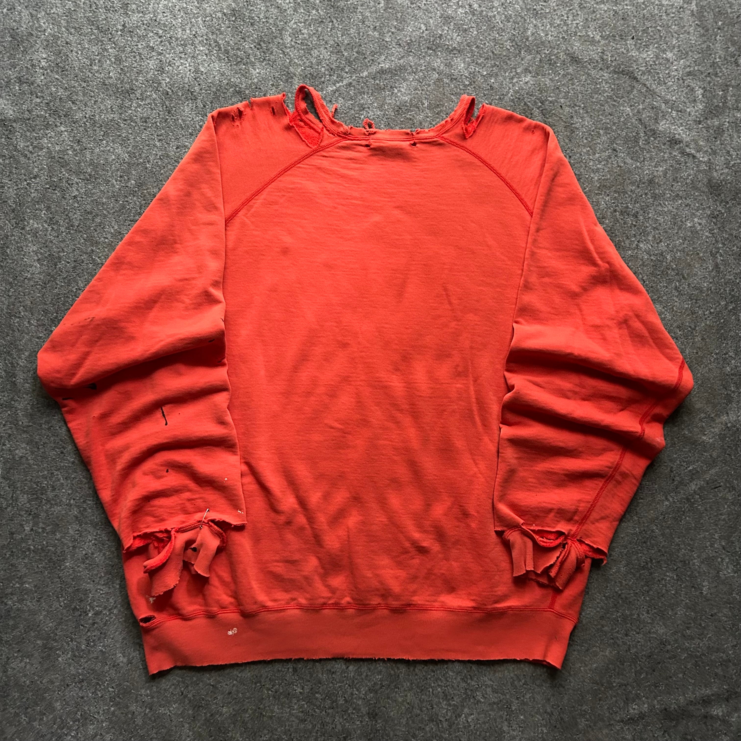 Vintage Thrashed Polo Ralph Lauren Orange Crewneck