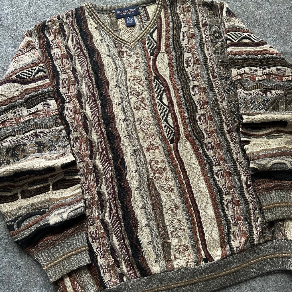 Vintage 3D Knit Coogi Styled V-Neck Sweater
