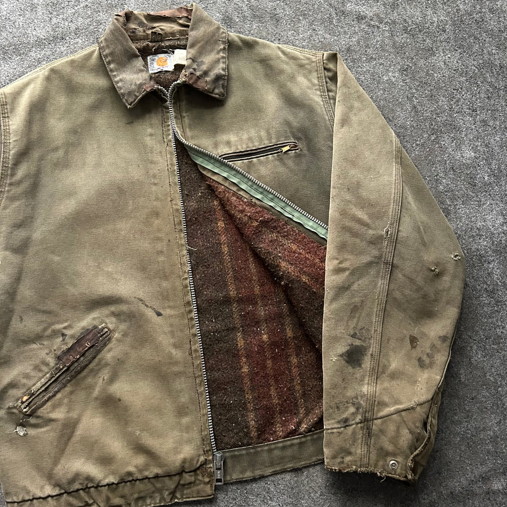 Vintage Distressed & Faded Green Carhartt Detroit Jacket