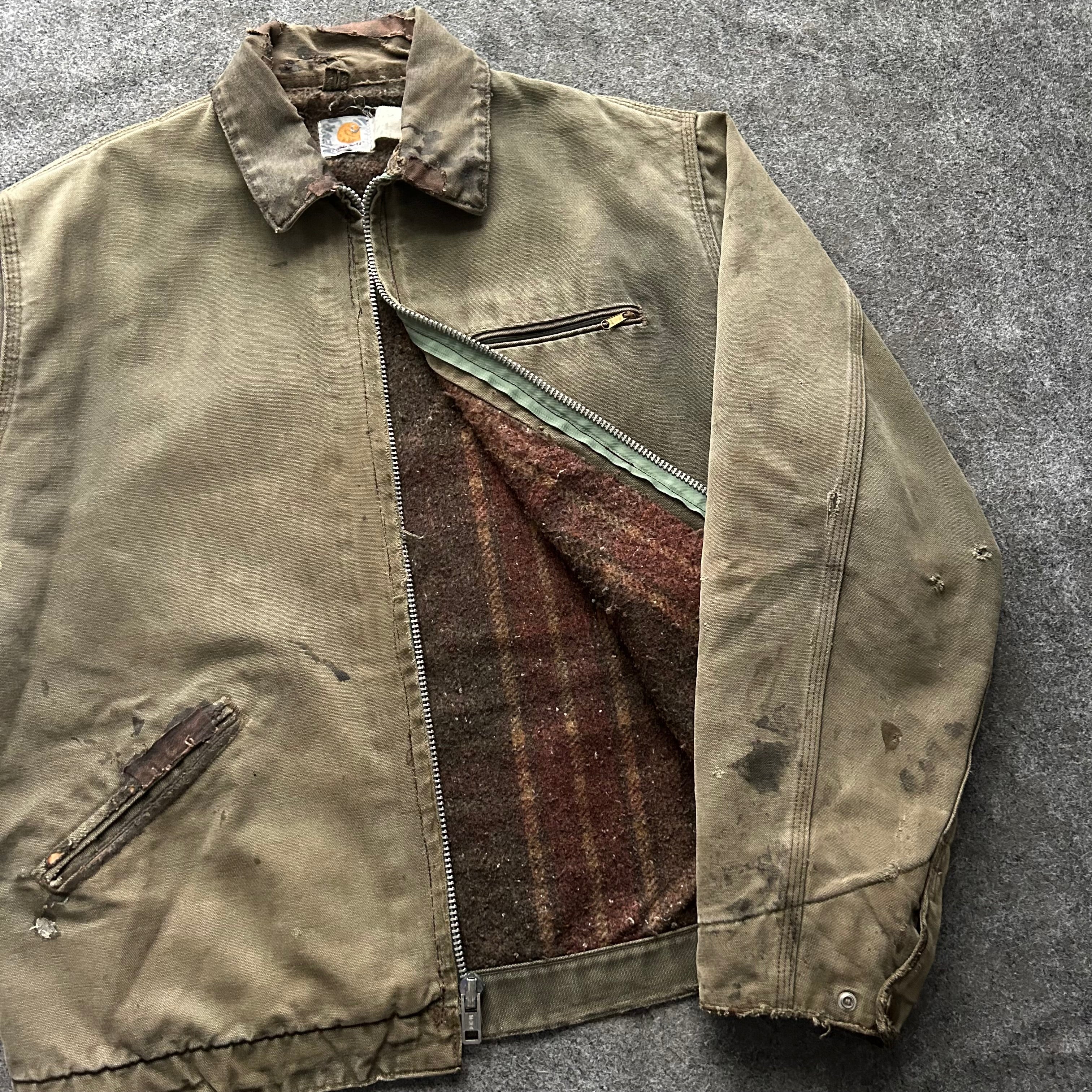 Vintage Distressed & Faded Green Carhartt Detroit Jacket