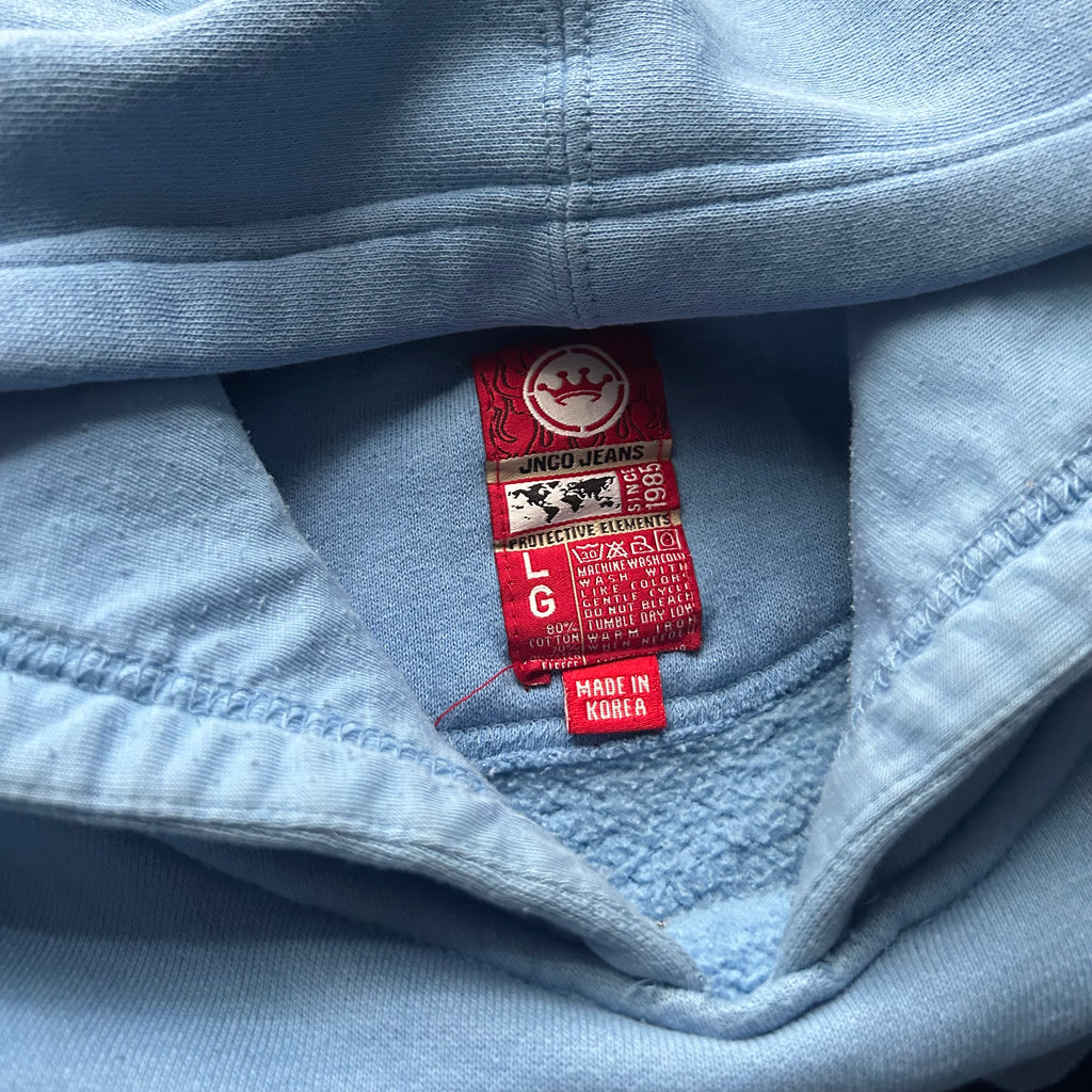 Vintage JNCO Tribal Embroidered Baby Blue Hoodie