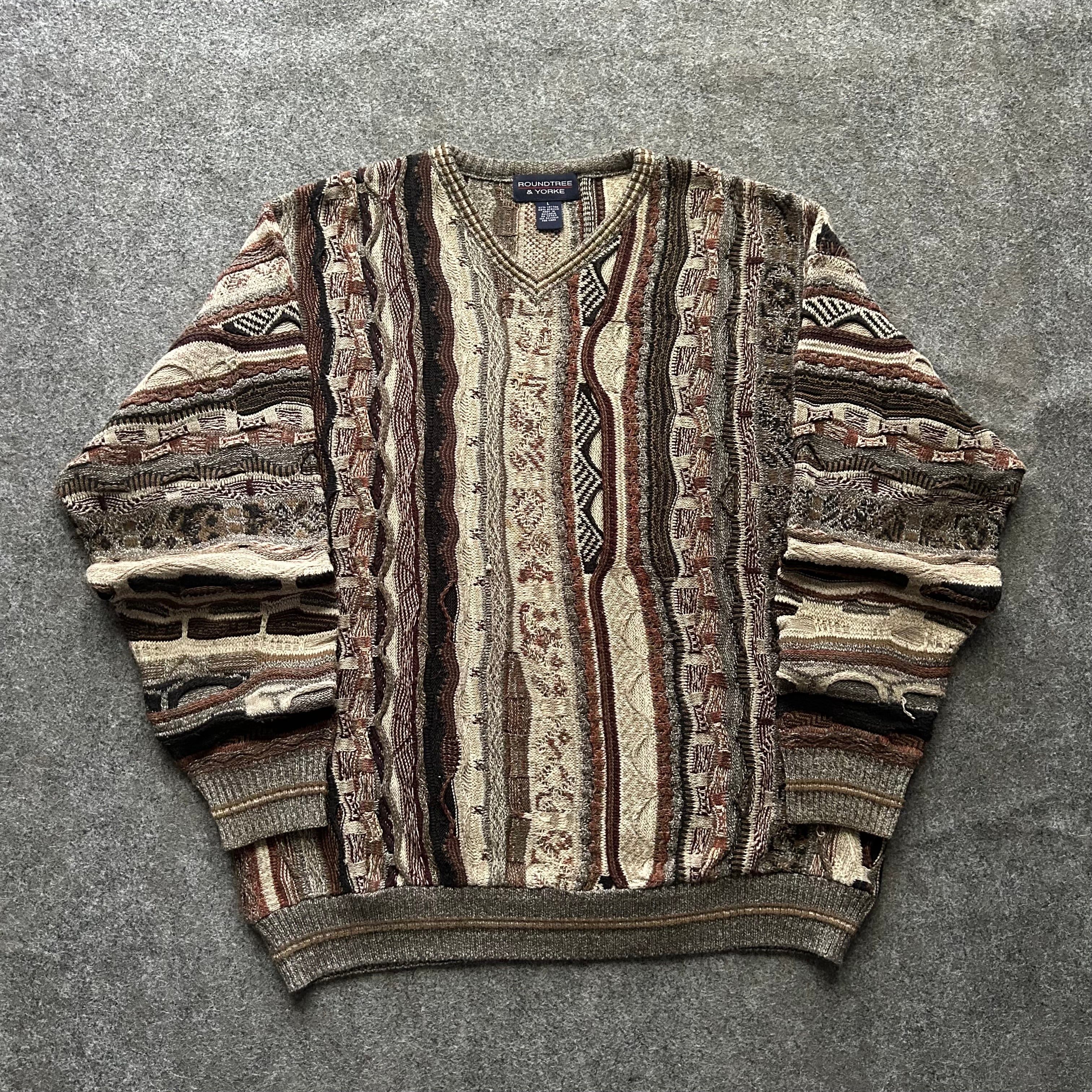 Vintage 3D Knit Coogi Styled V-Neck Sweater