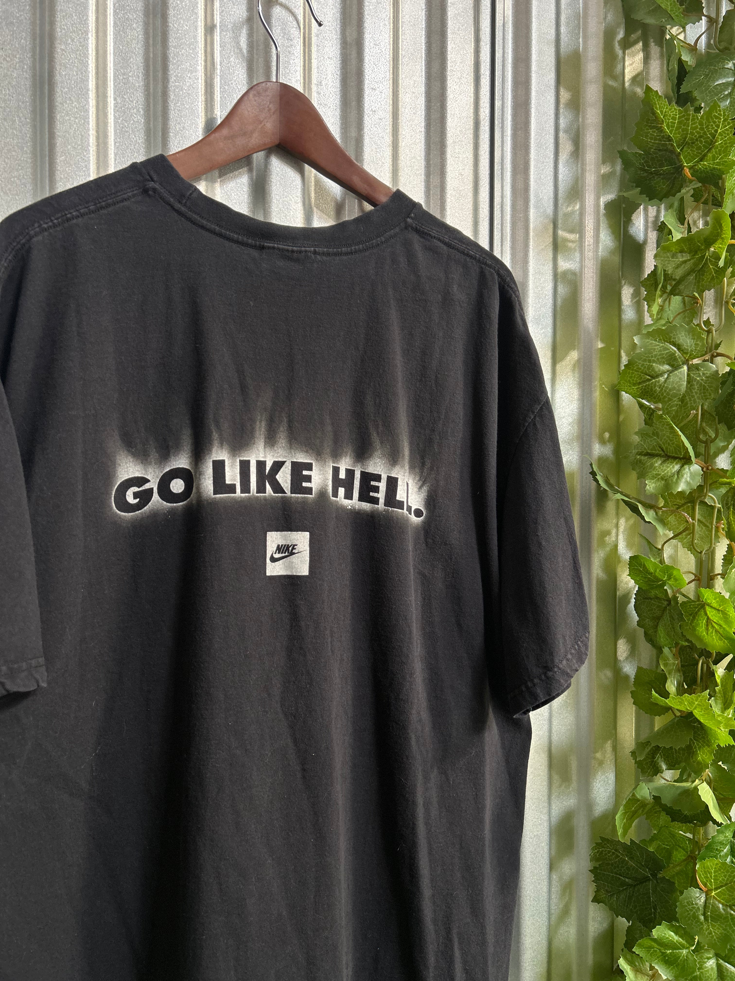 Vintage Nike Go Like Hell White Flame  Black T-shirt - Size XL