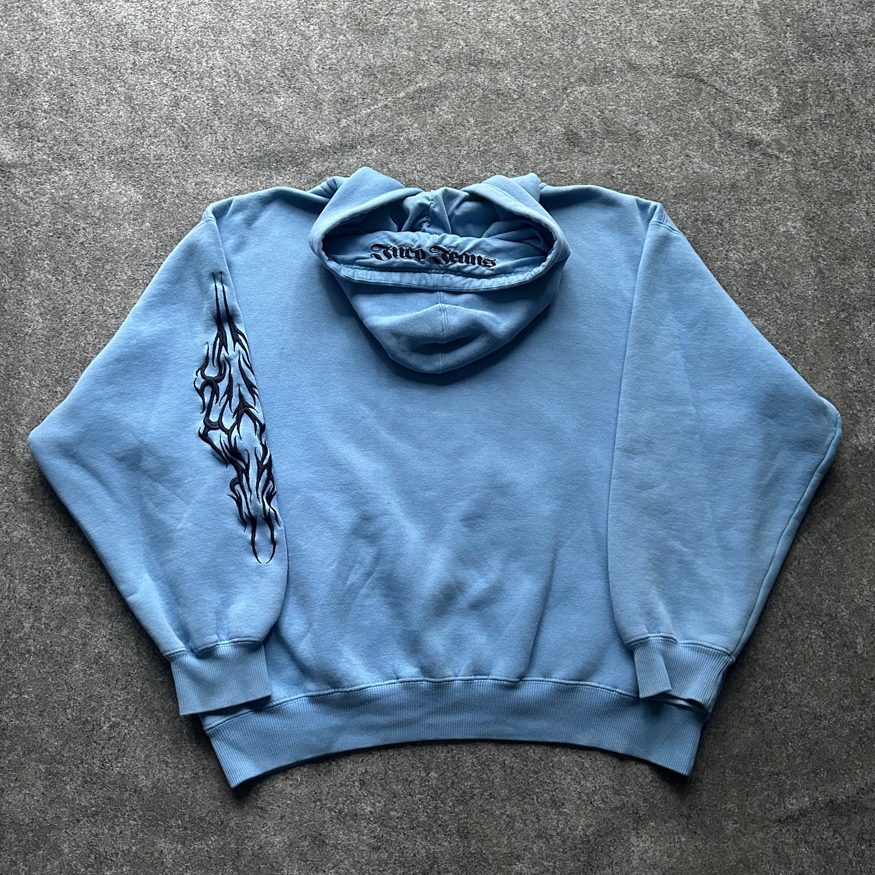 Vintage JNCO Tribal Embroidered Baby Blue Hoodie