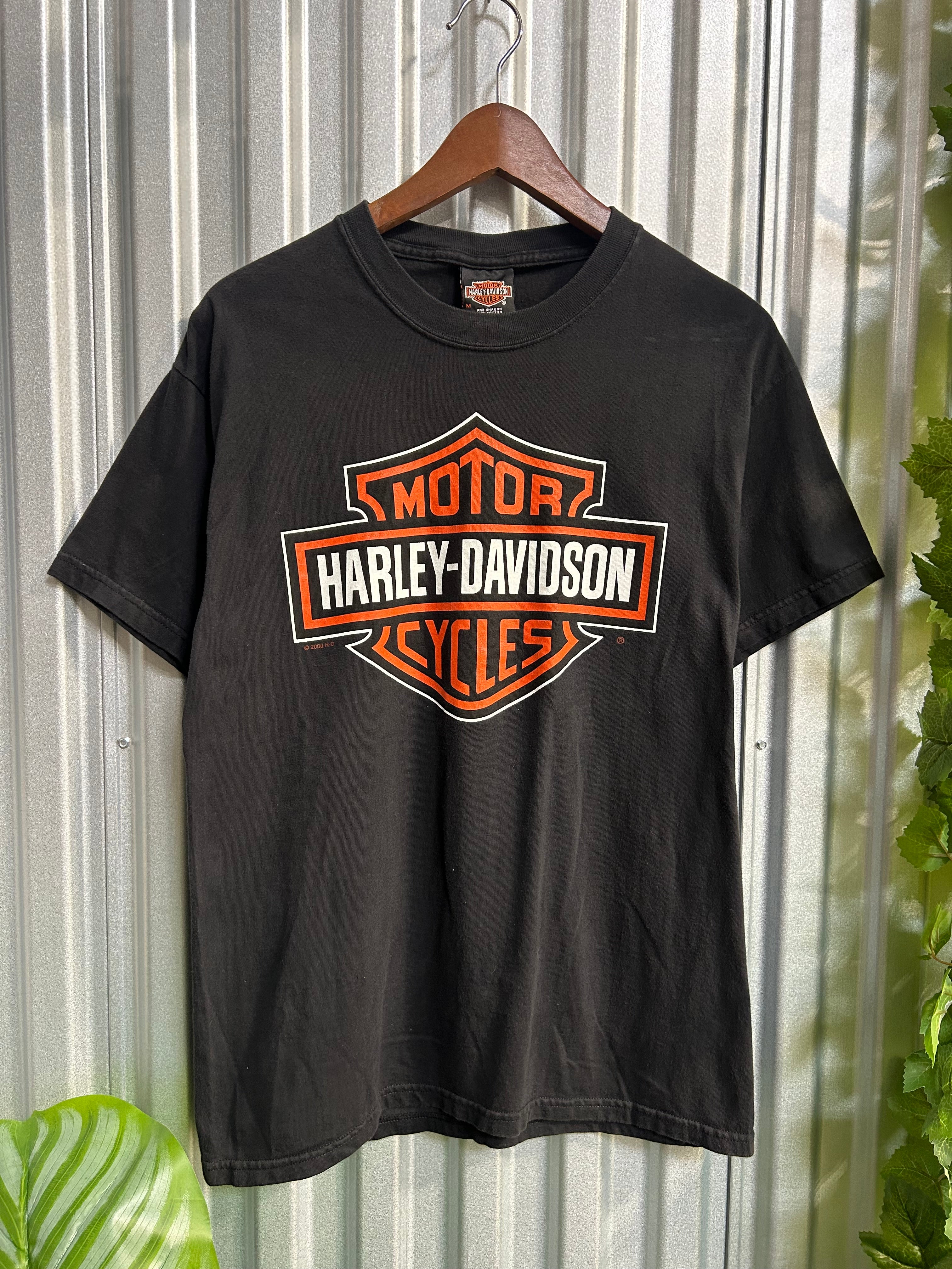Vintage Harley Davidson Big Emblem Black T-shirt - Size Medium