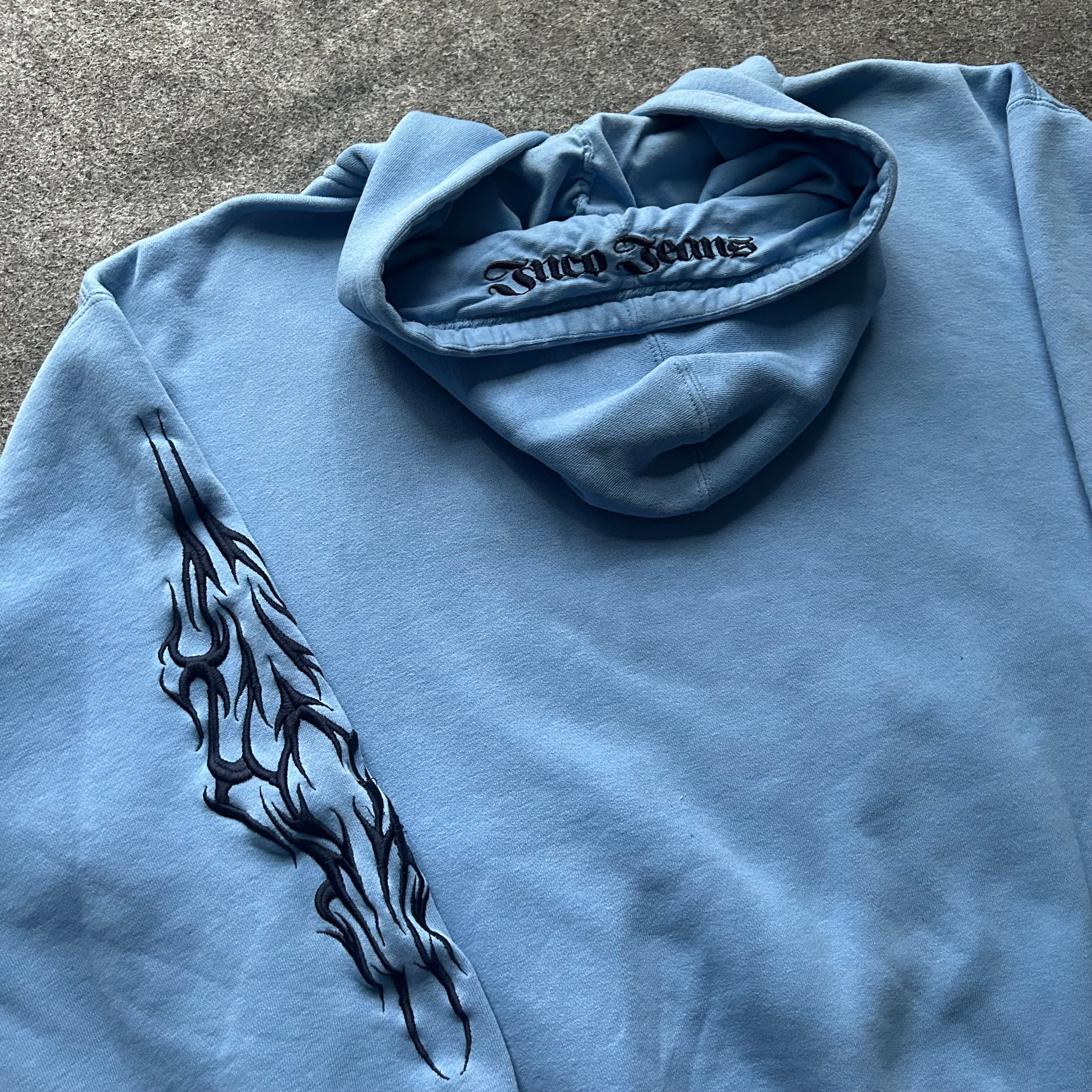 Vintage JNCO Tribal Embroidered Baby Blue Hoodie