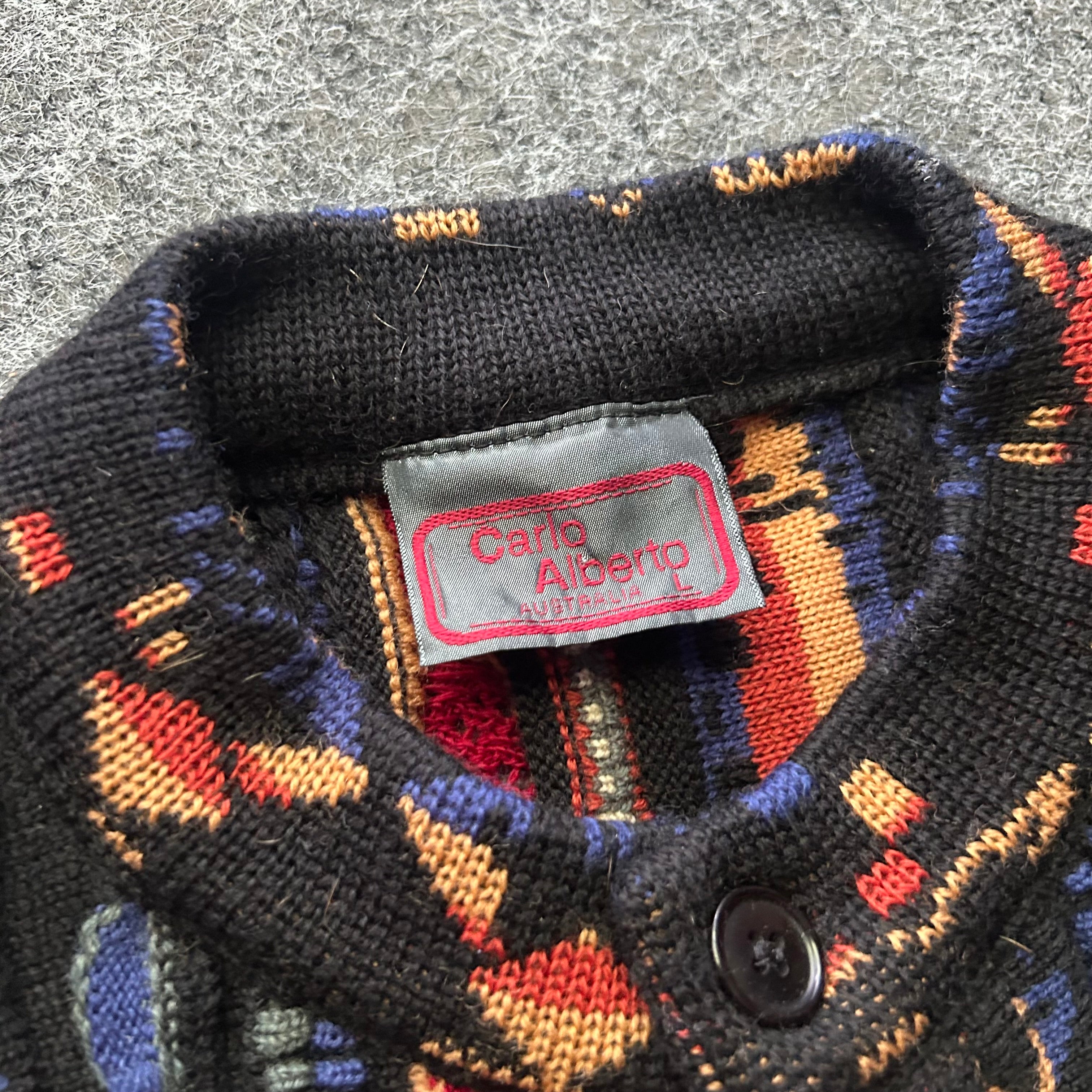 Vintage 3D Knit Coogi Styled Button Up Sweater