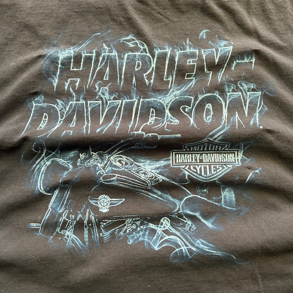 Vintage Faded Harley Davidson Blue Flame T-shirt