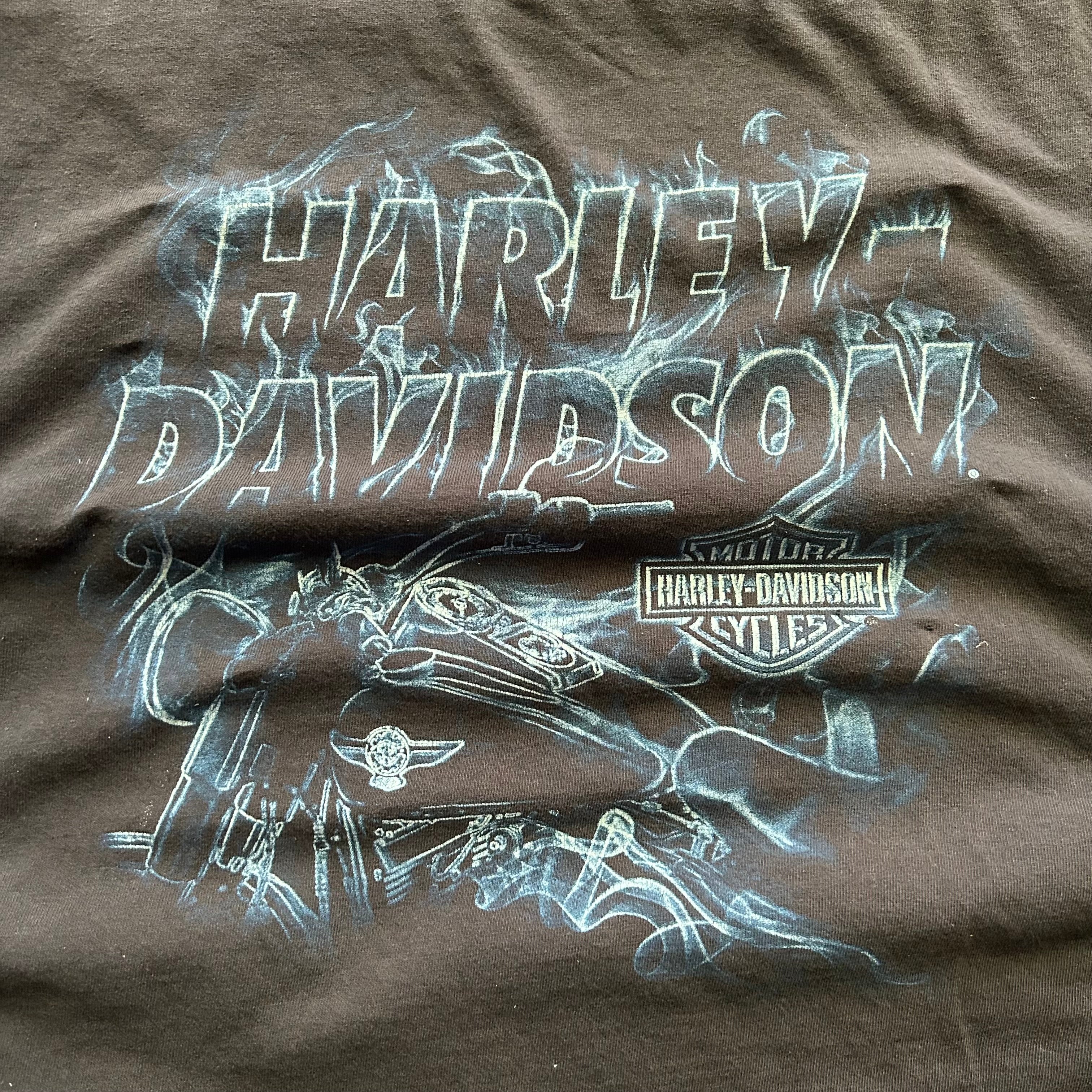 Vintage Faded Harley Davidson Blue Flame T-shirt