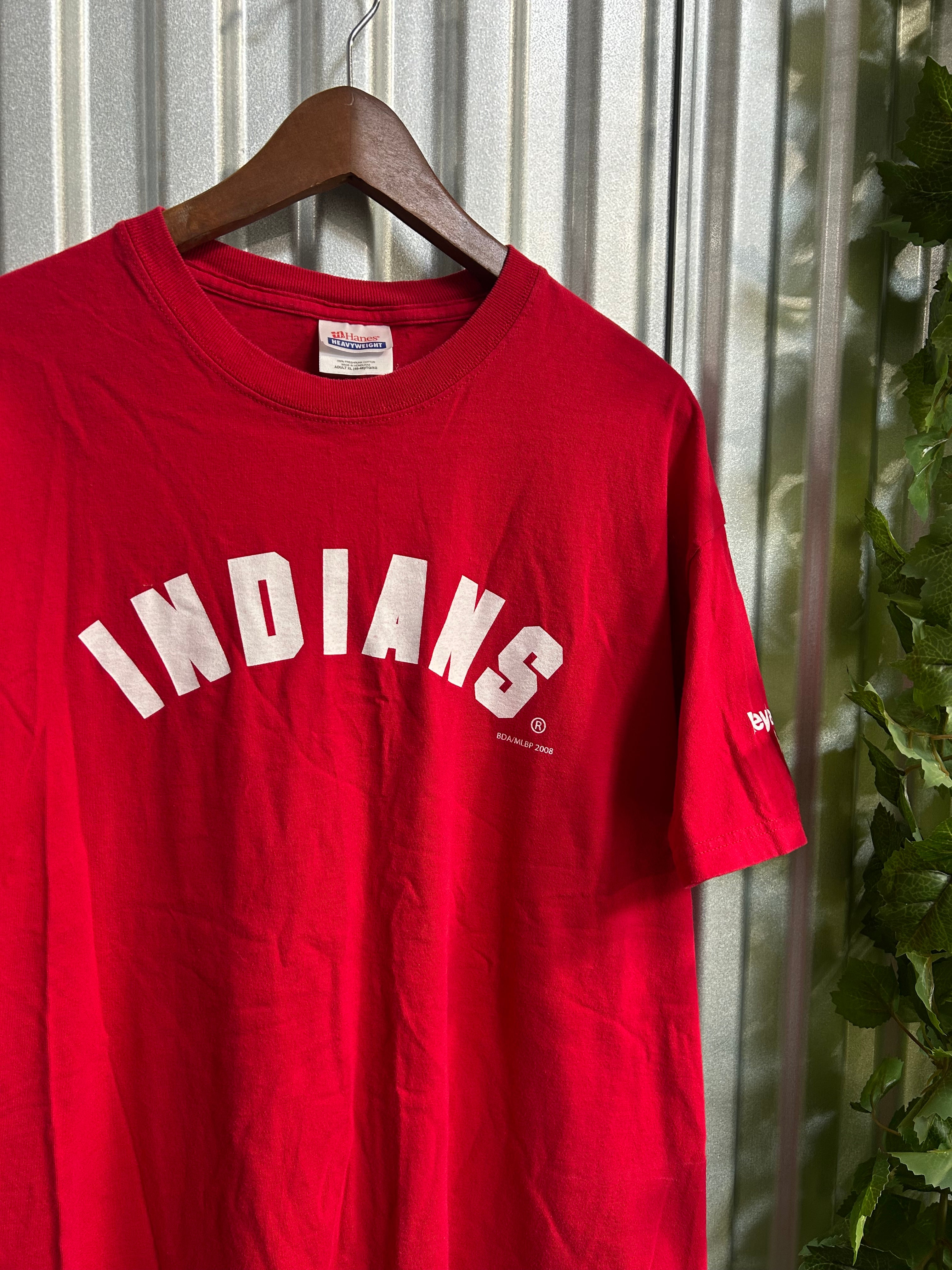 Vintage Cleveland Indians Red Spell-out T-shirt - Size XL