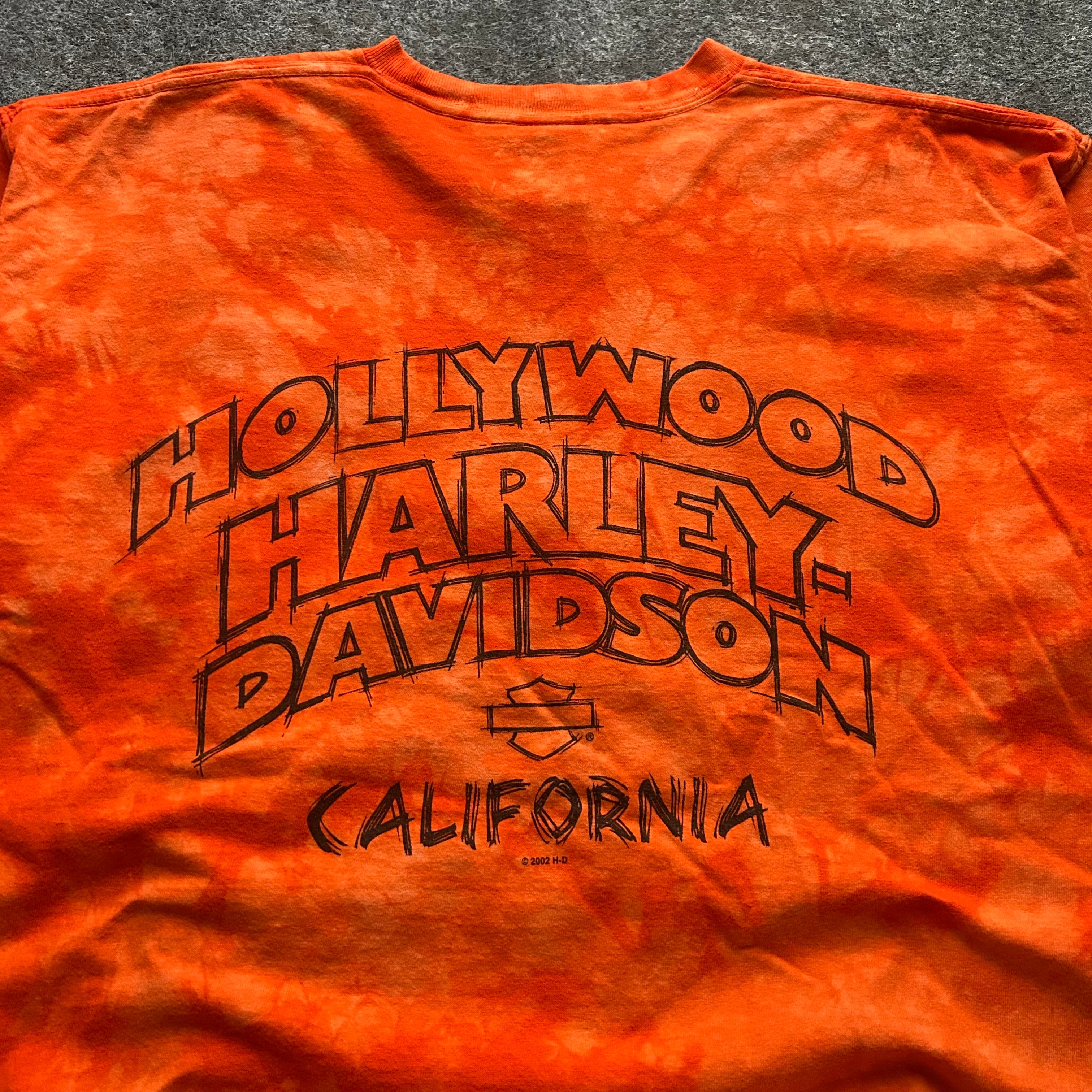 Vintage Harley Davidson Hollywood California Orange T-shirt