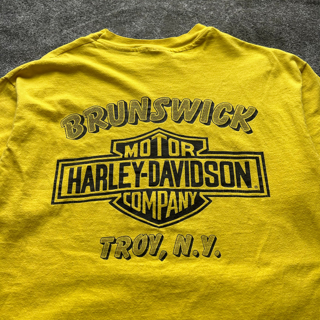 Vintage Harley Davidson Never In The Shadows Yellow T-shirt
