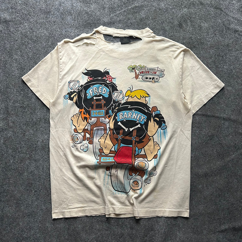 Vintage Thrashed The Flintstones Biker T-shirt