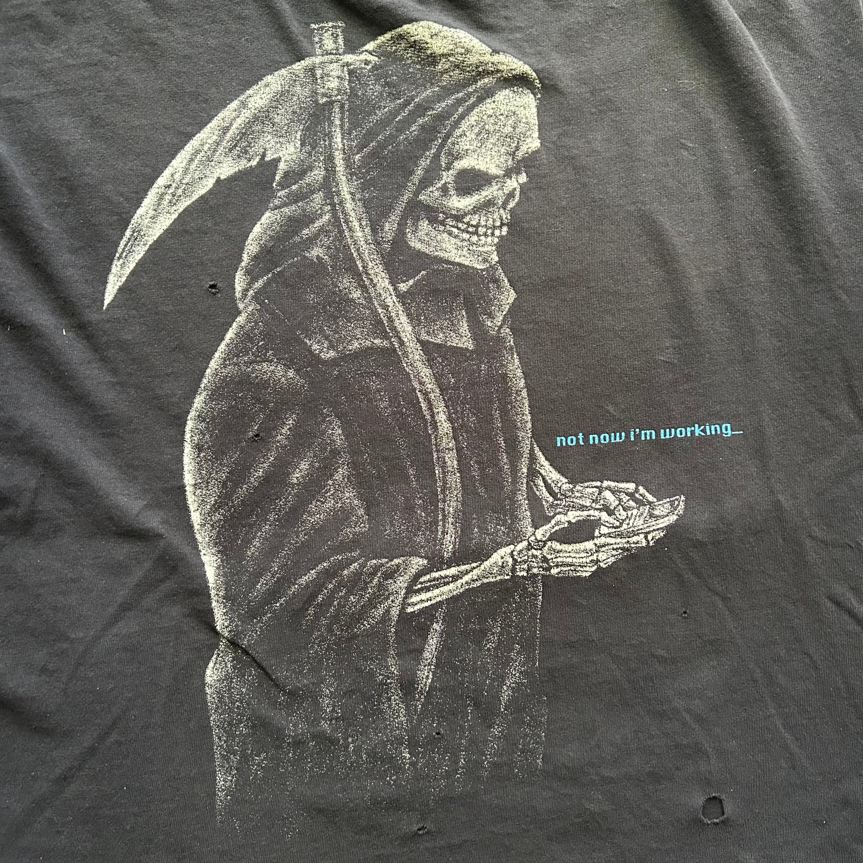 Vintage Distressed Grim Reaper Not Now I’m Working T-shirt