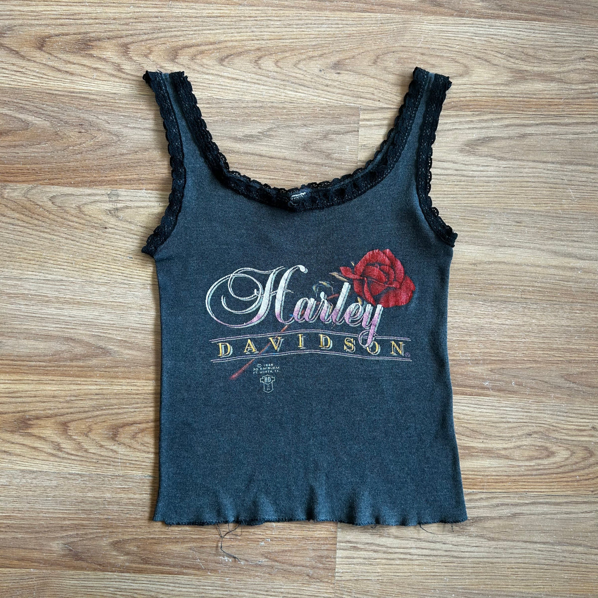 Vintage Harley Davidson 3D Emblem Women’s Rose Tank Top- Size Small