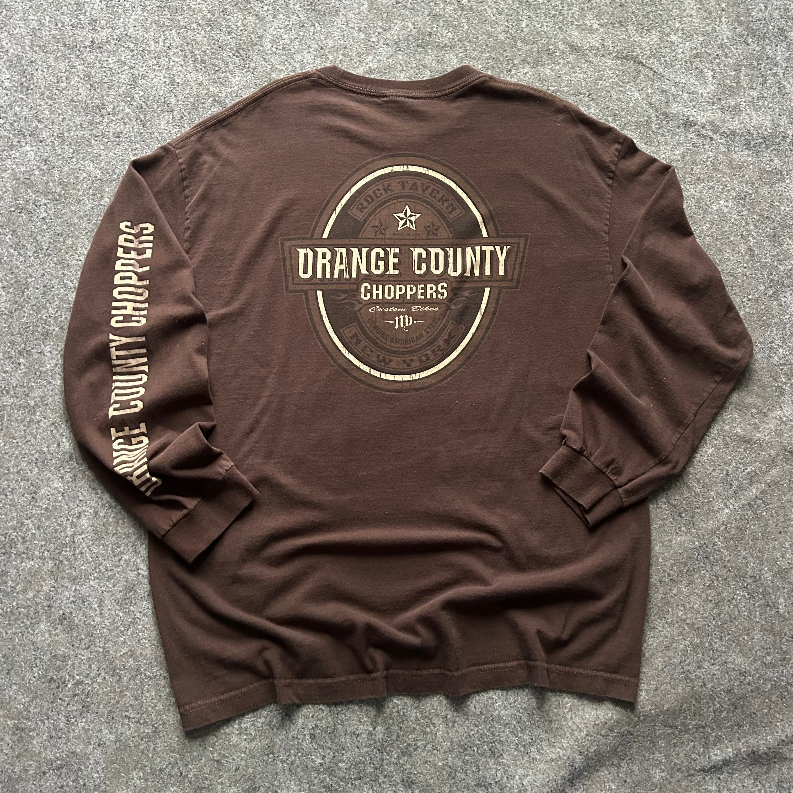 Vintage Orange County Choppers Brown Spell Out Long Sleeve Shirt