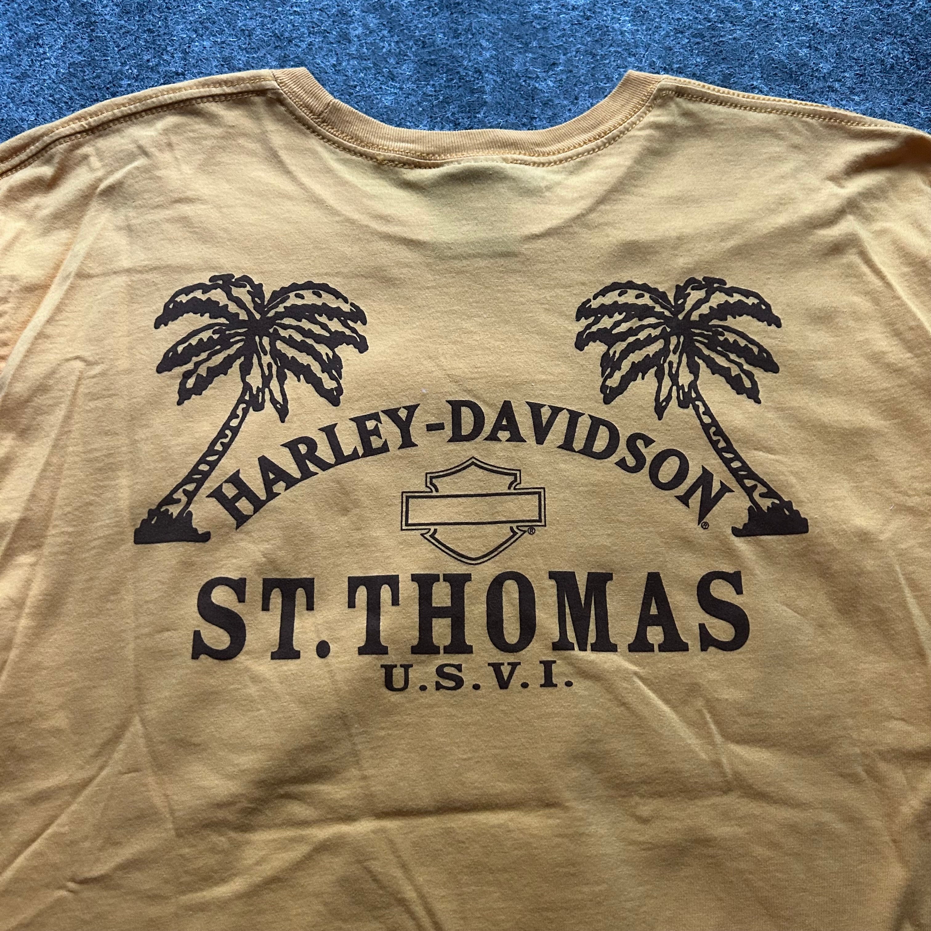 Vintage Harley Davidson St. Thomas U.S.V.I. Yellow T-shirt