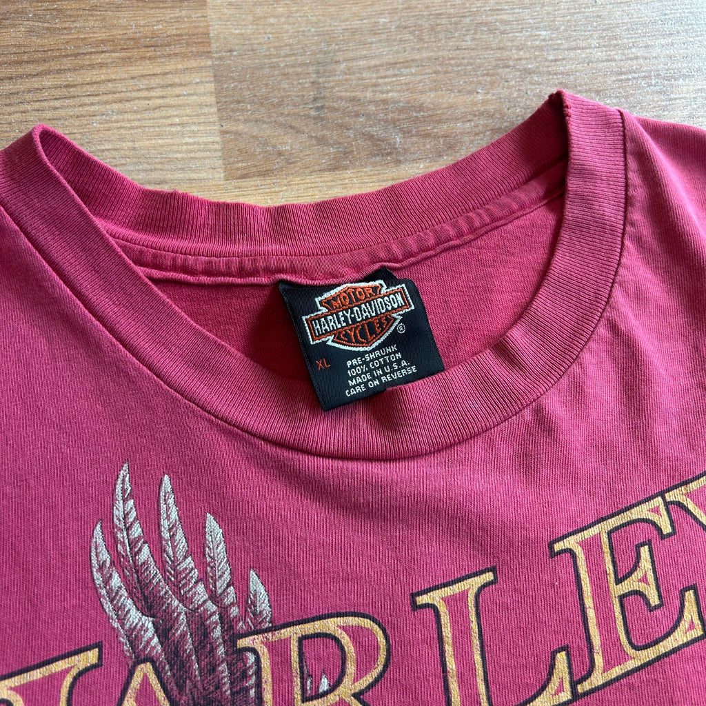 Vintage Harley Davidson Faded Red Eagle Pocket T-shirt - Size XL