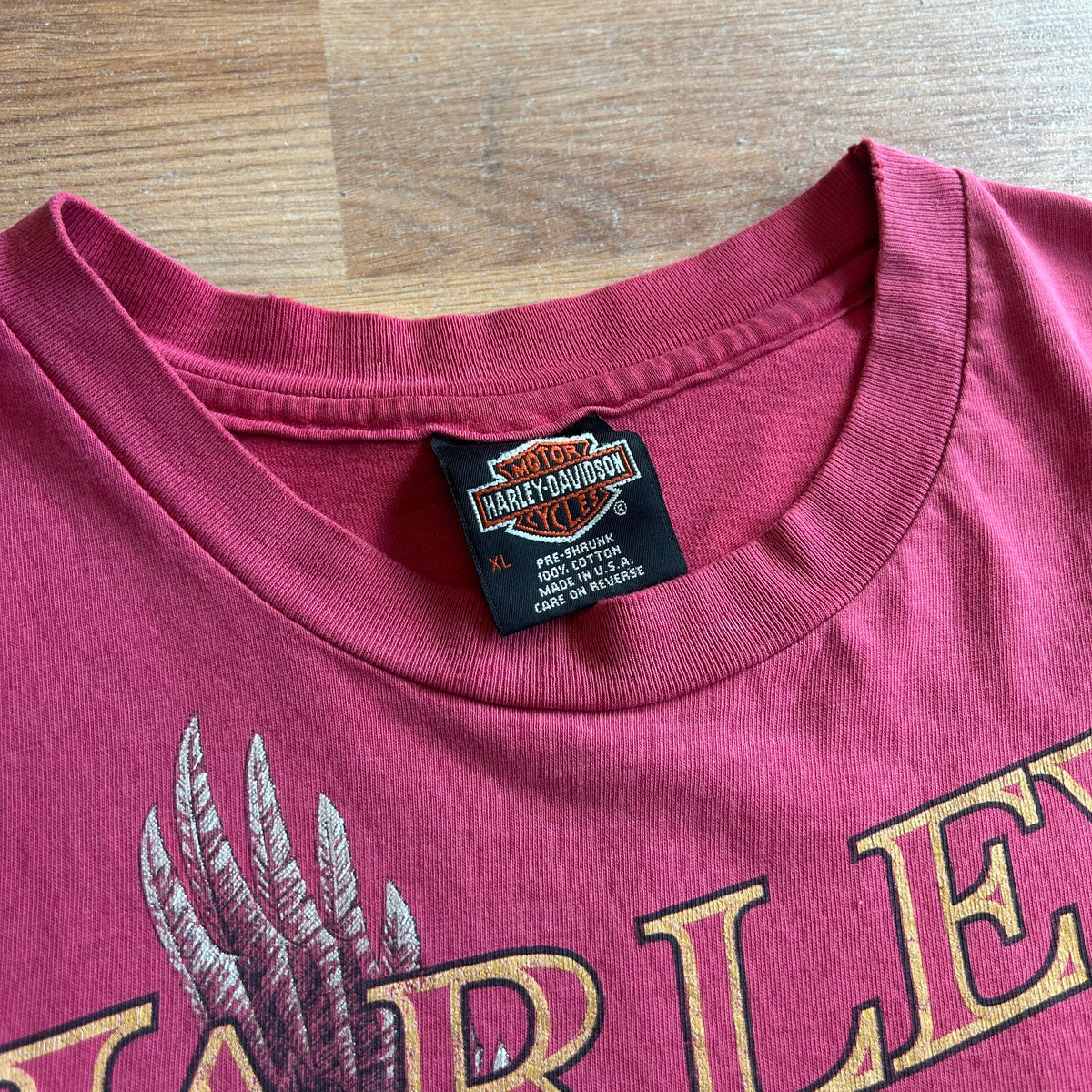 Vintage Harley Davidson Faded Red Eagle Pocket T-shirt - Size XL