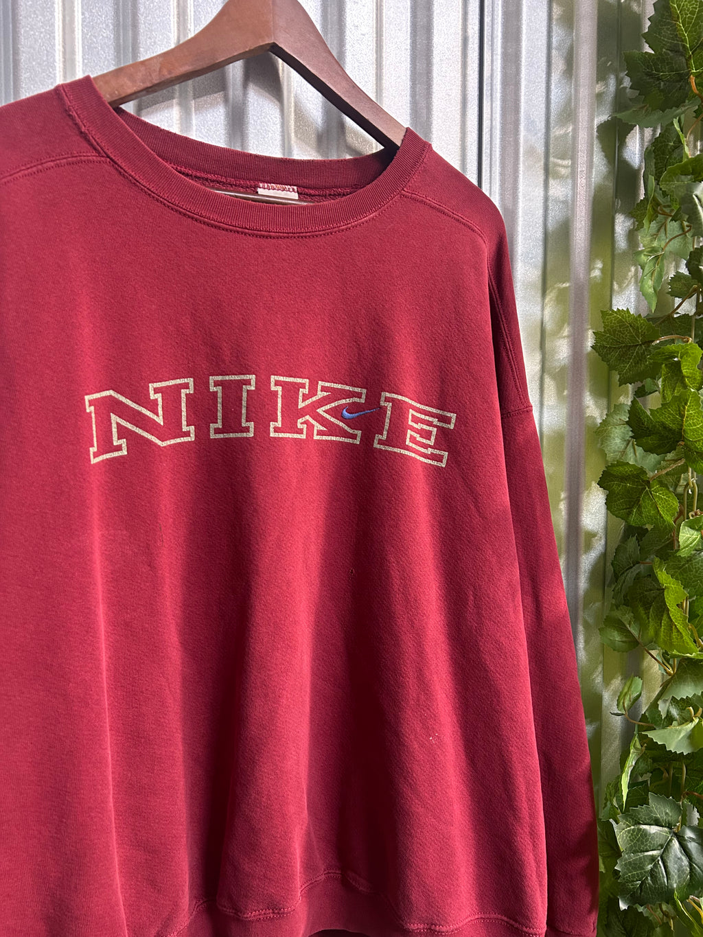 Vintage Nike Burgundy Red Spell-out Crewneck - Size XL