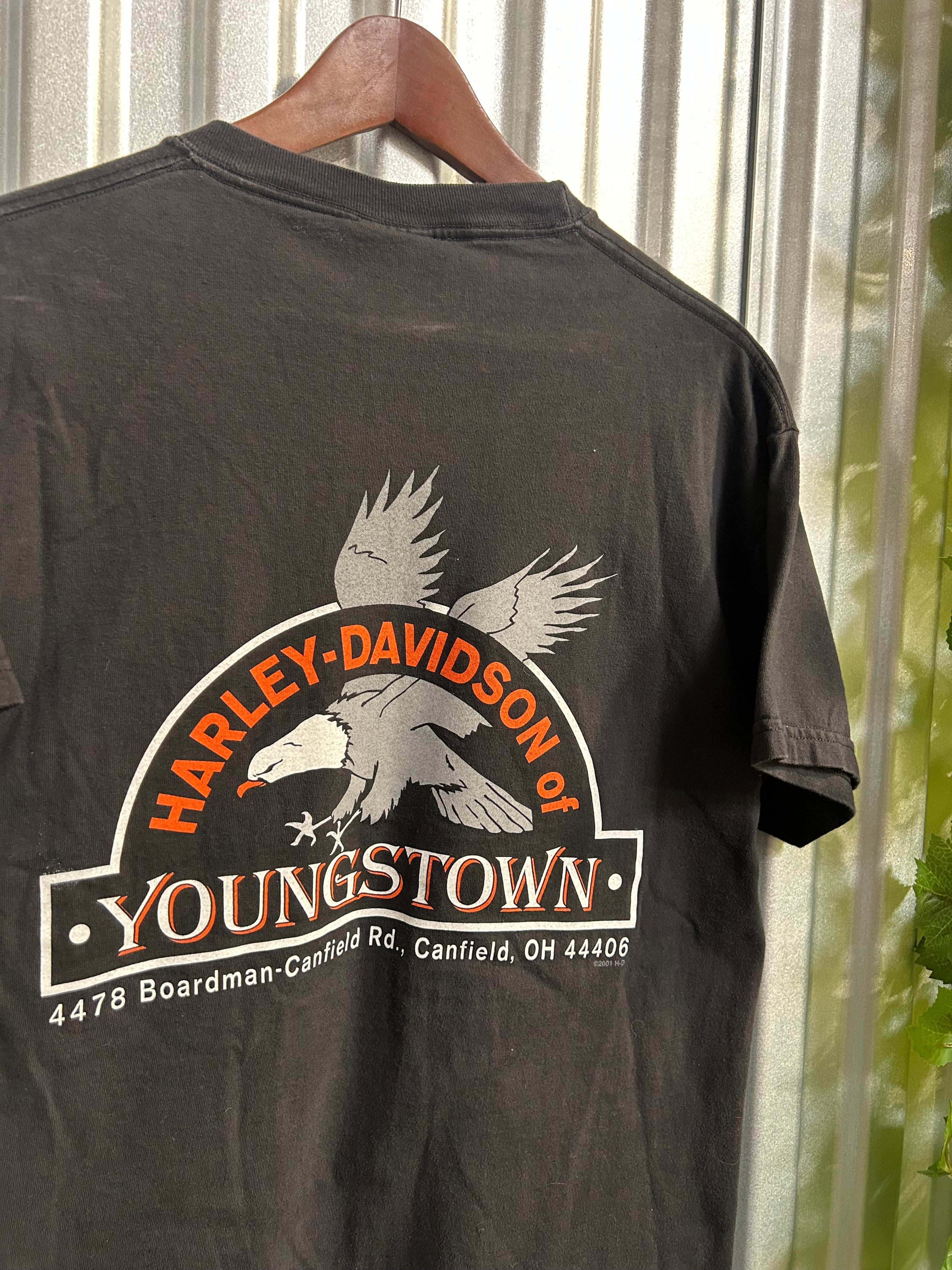 Vintage Harley Davidson Big Emblem Black T-shirt - Size Medium