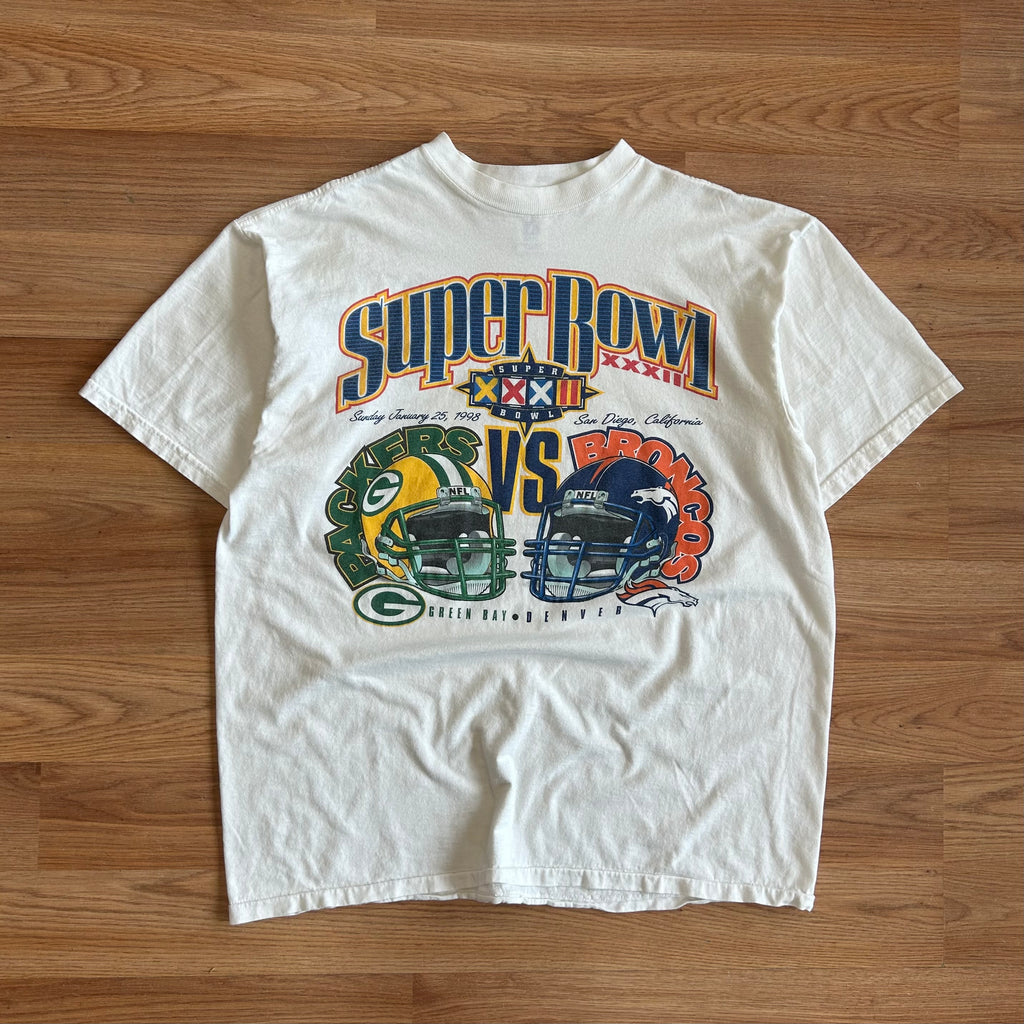 Vintage Super Bowl XXXII Green Bay Packers Vs Broncos T-shirt - Size XL