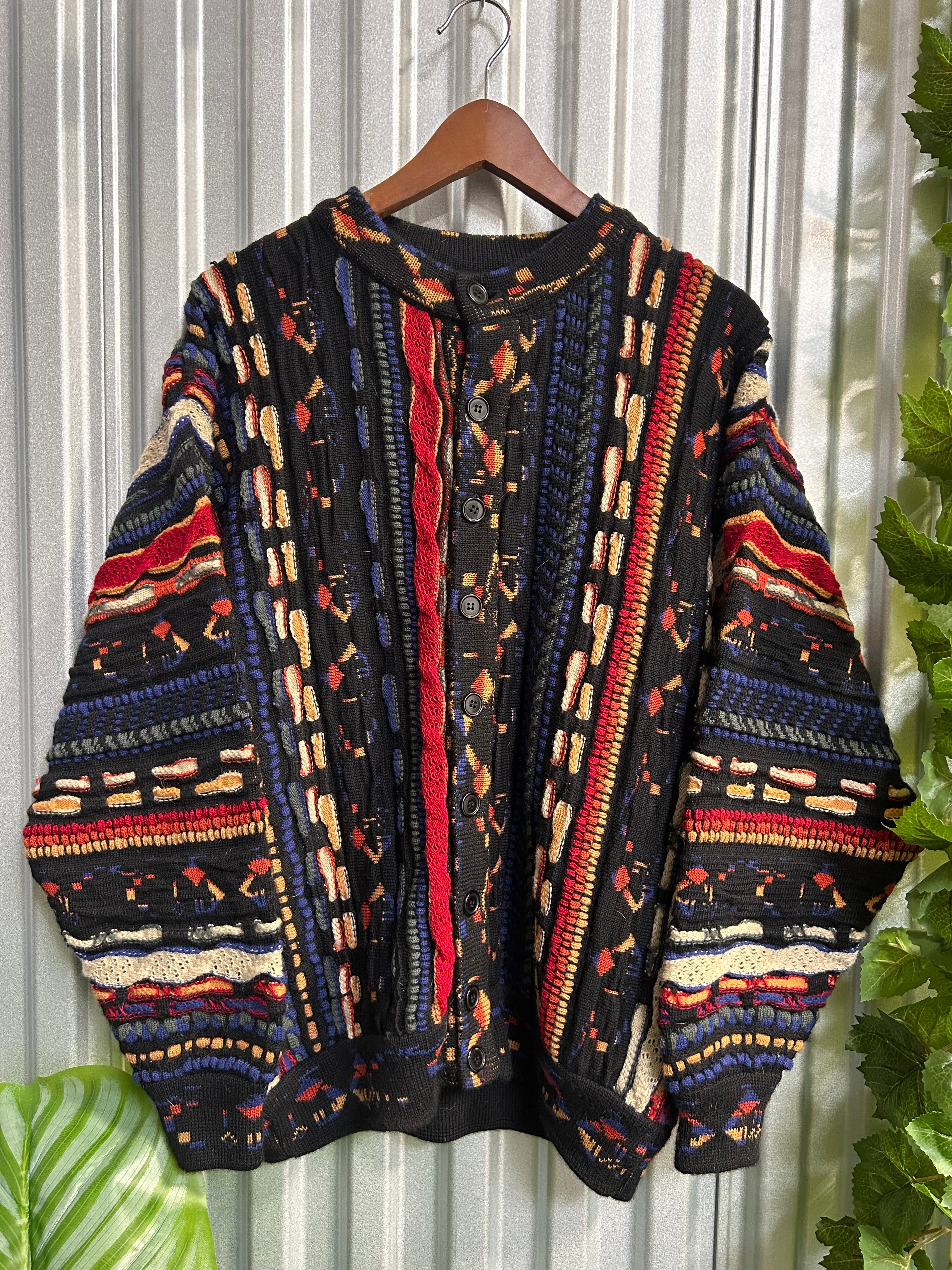 Vintage Coogi Styled Carlo Alberto Knit Button Up Sweater - Size Large