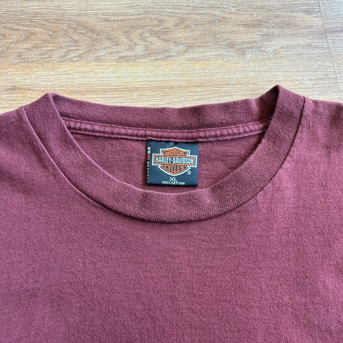 Vintage Harley Davidson Burgundy Red Pocket T-shirt - Size XL