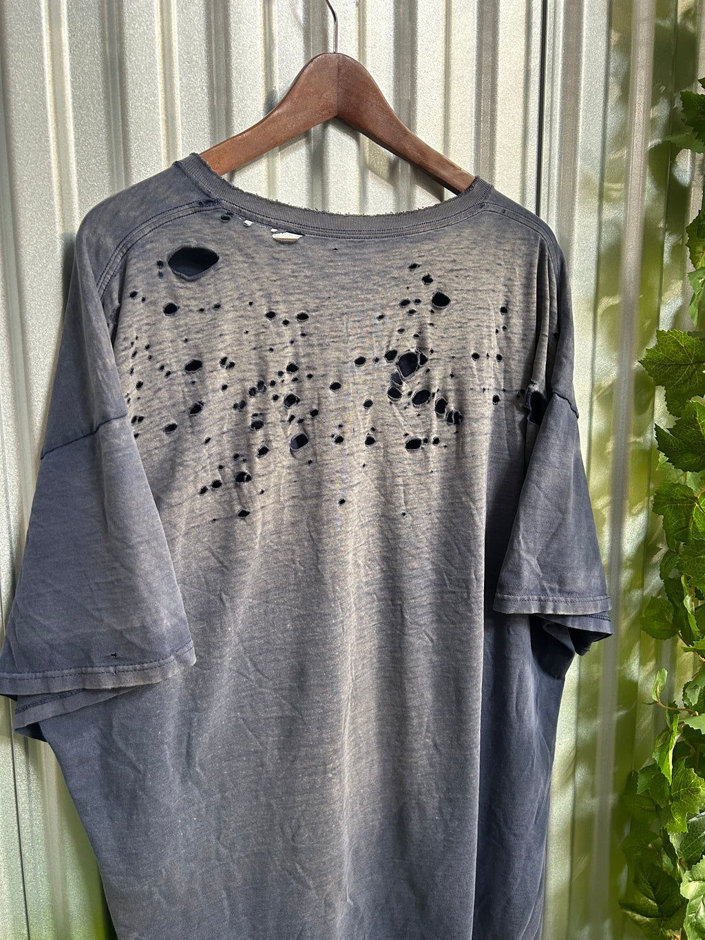 Vintage Blank Navy Blue Thrashed & Faded Pocket T-shirt - Size 2XL