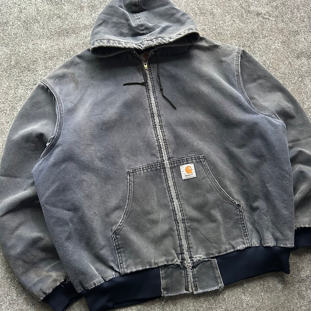 Vintage Distressed Navy Blue Carhartt Hooded Jacket