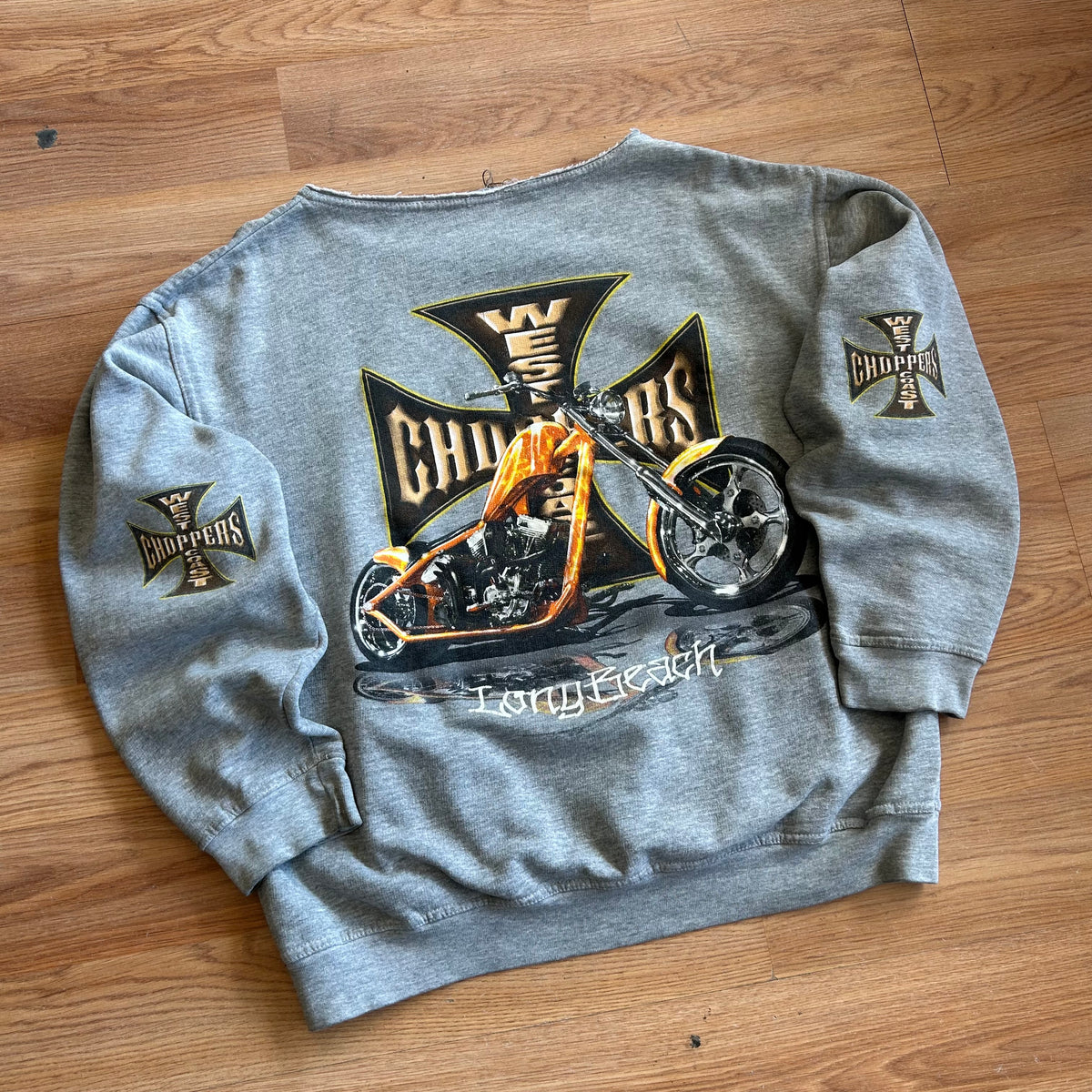 Vintage West Coast Choppers Big Cross Chopped Hoodie - Size Medium