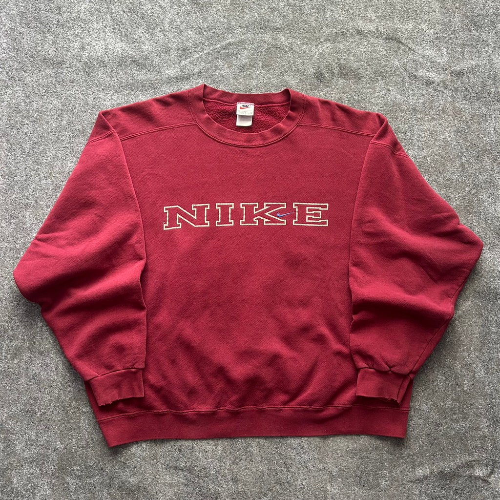 Vintage Nike Burgundy Spell Out Crewneck
