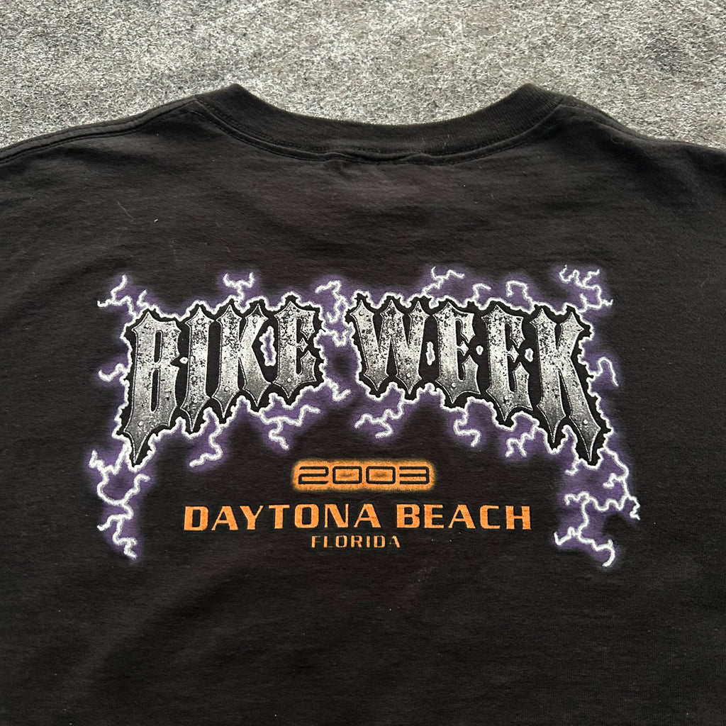 Vintage Daytona Beach Bike Week Purple Lightning Long Sleeve Shirt