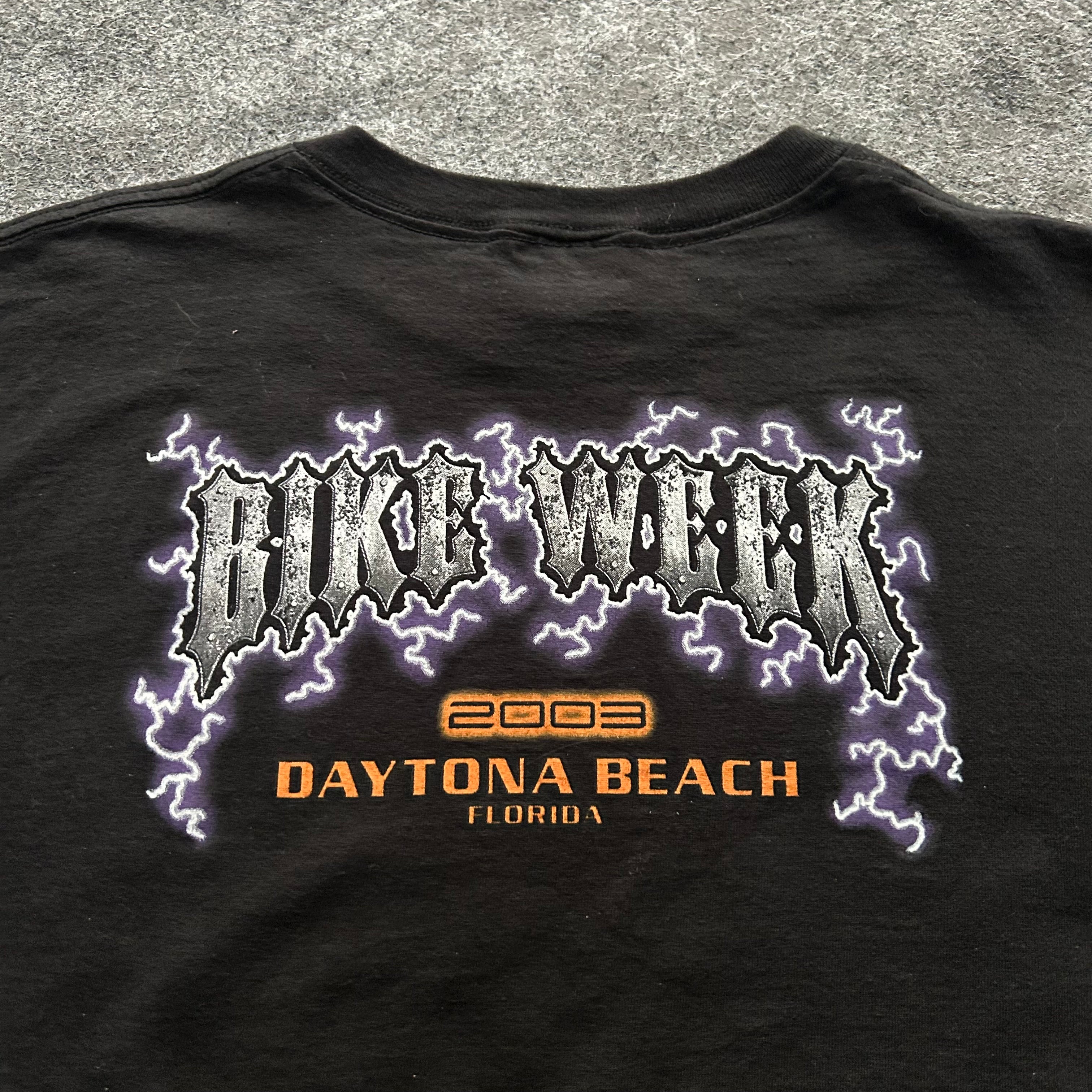 Vintage Daytona Beach Bike Week Purple Lightning Long Sleeve Shirt