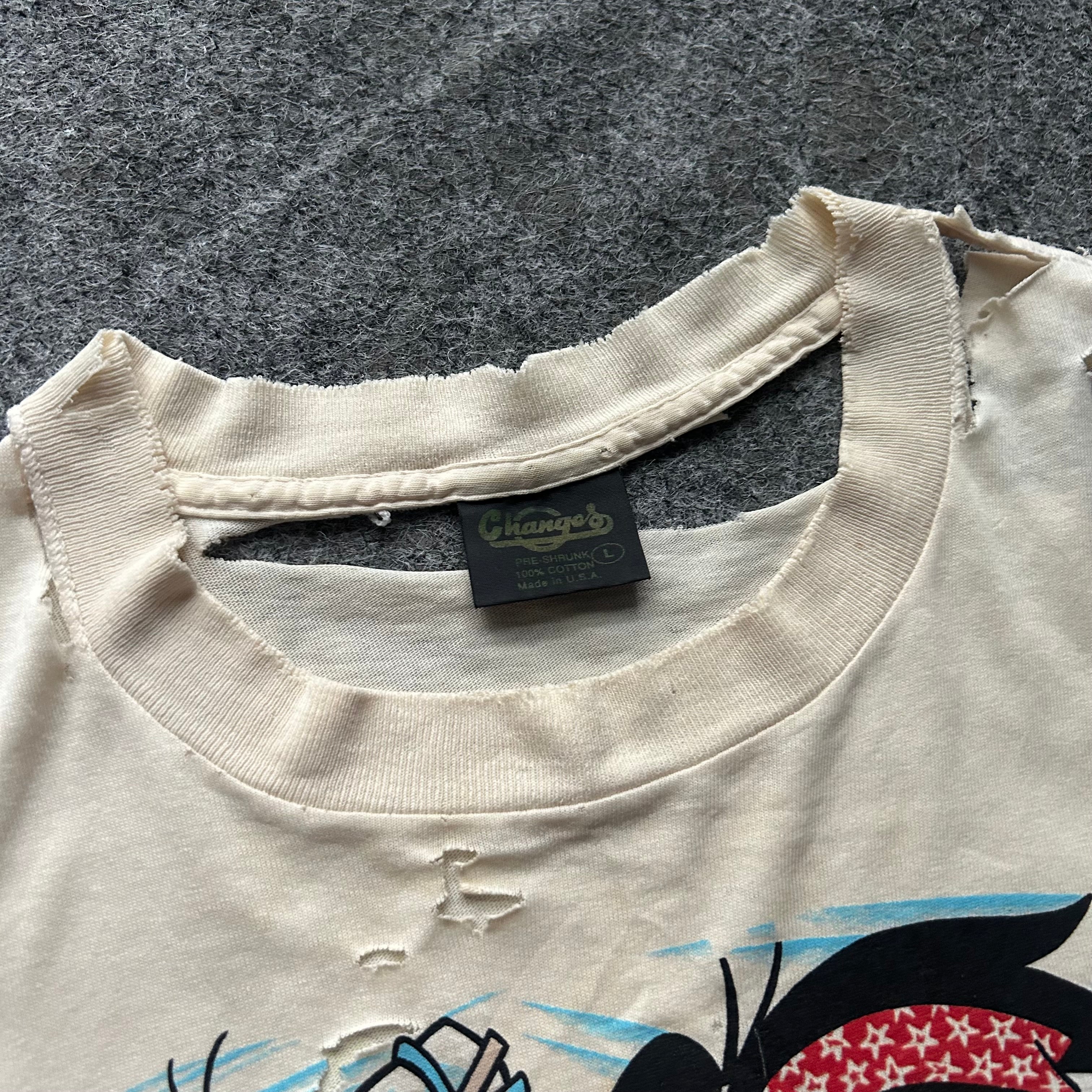 Vintage Thrashed The Flintstones Biker T-shirt