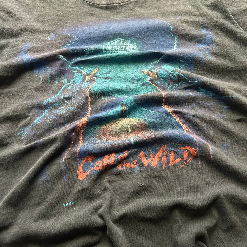 Vintage Harley Davidson Call Of The Wild Wolf T-shirt