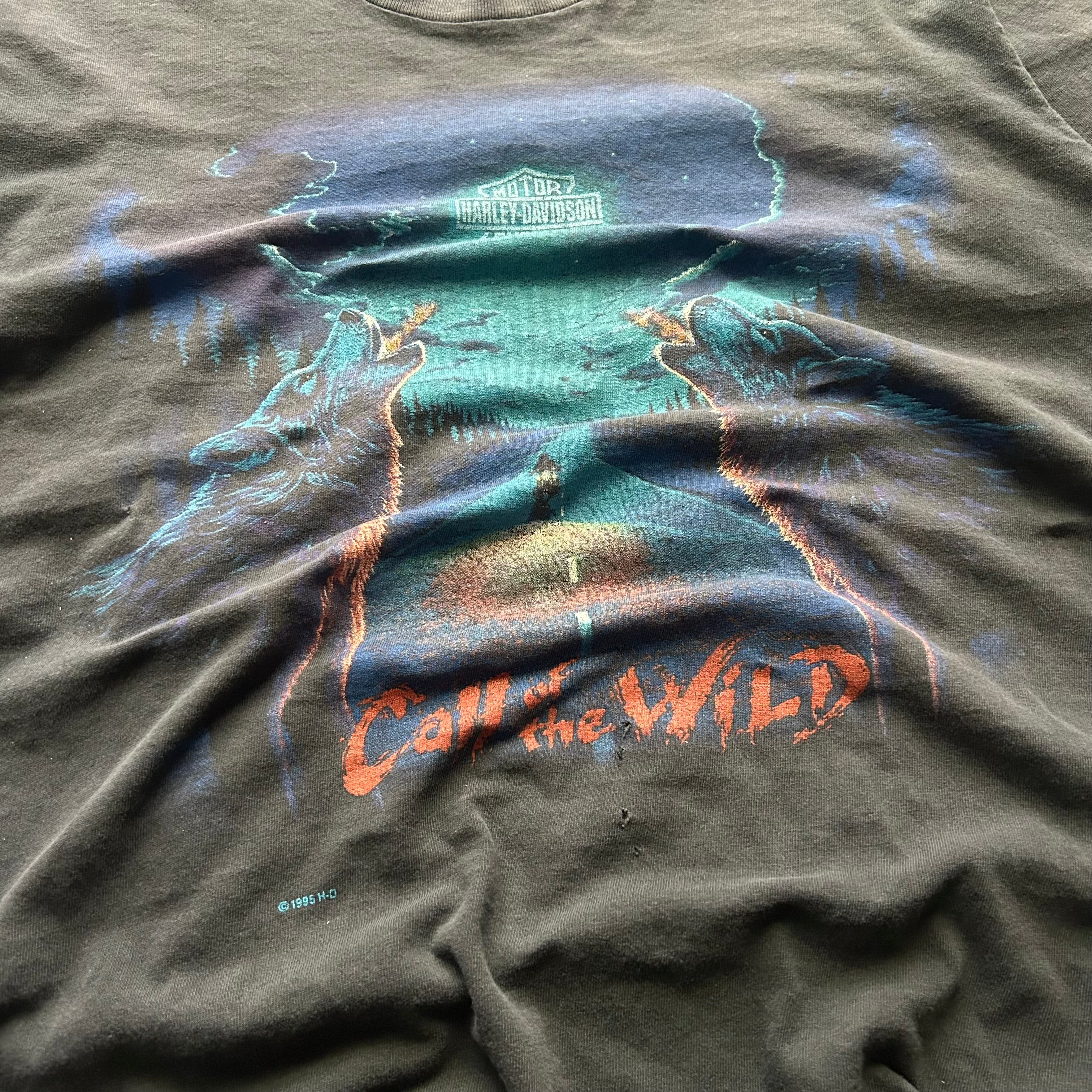 Vintage Harley Davidson Call Of The Wild Wolf T-shirt