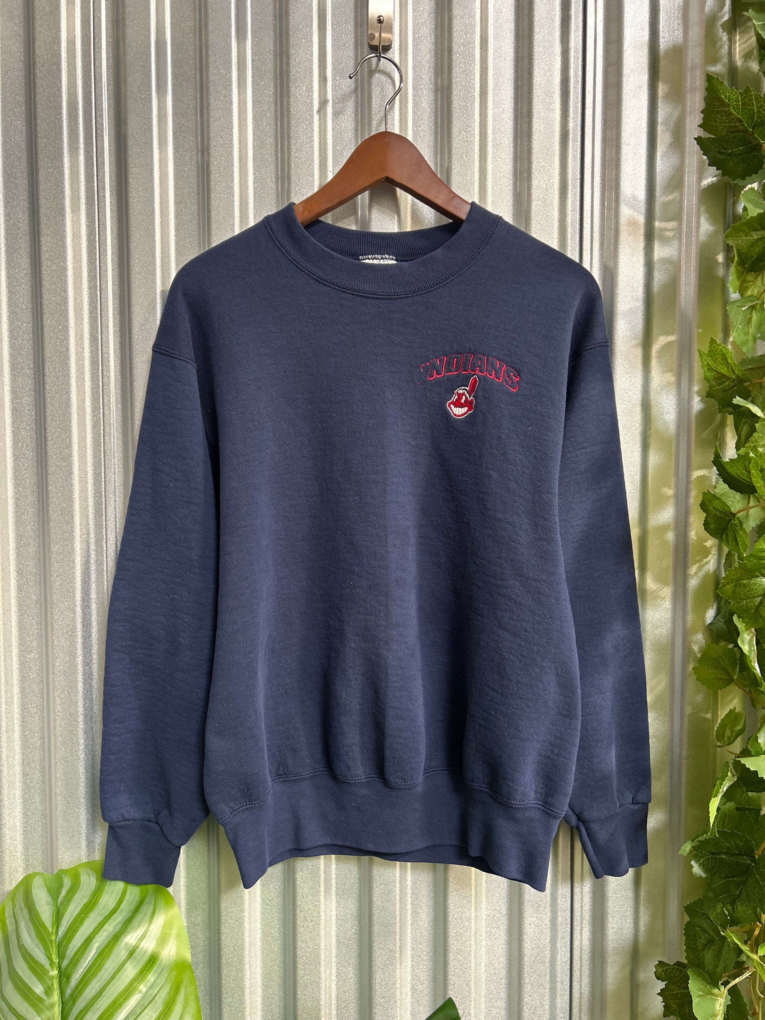 Vintage Cleveland Indians Navy Embroidered Crewneck- Size Medium