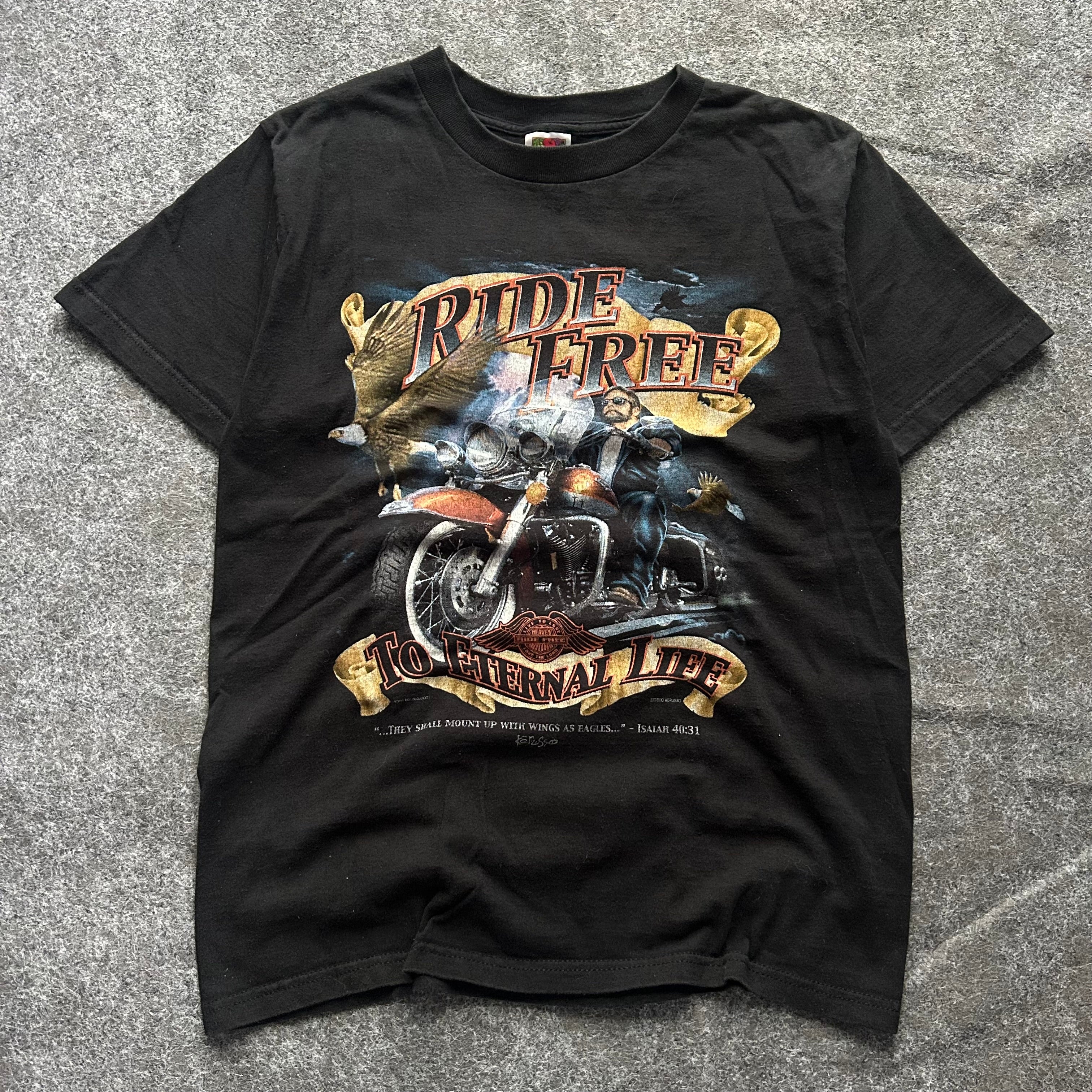 Vintage Ride Free To Eternal Life Jesus Biker T-shirt