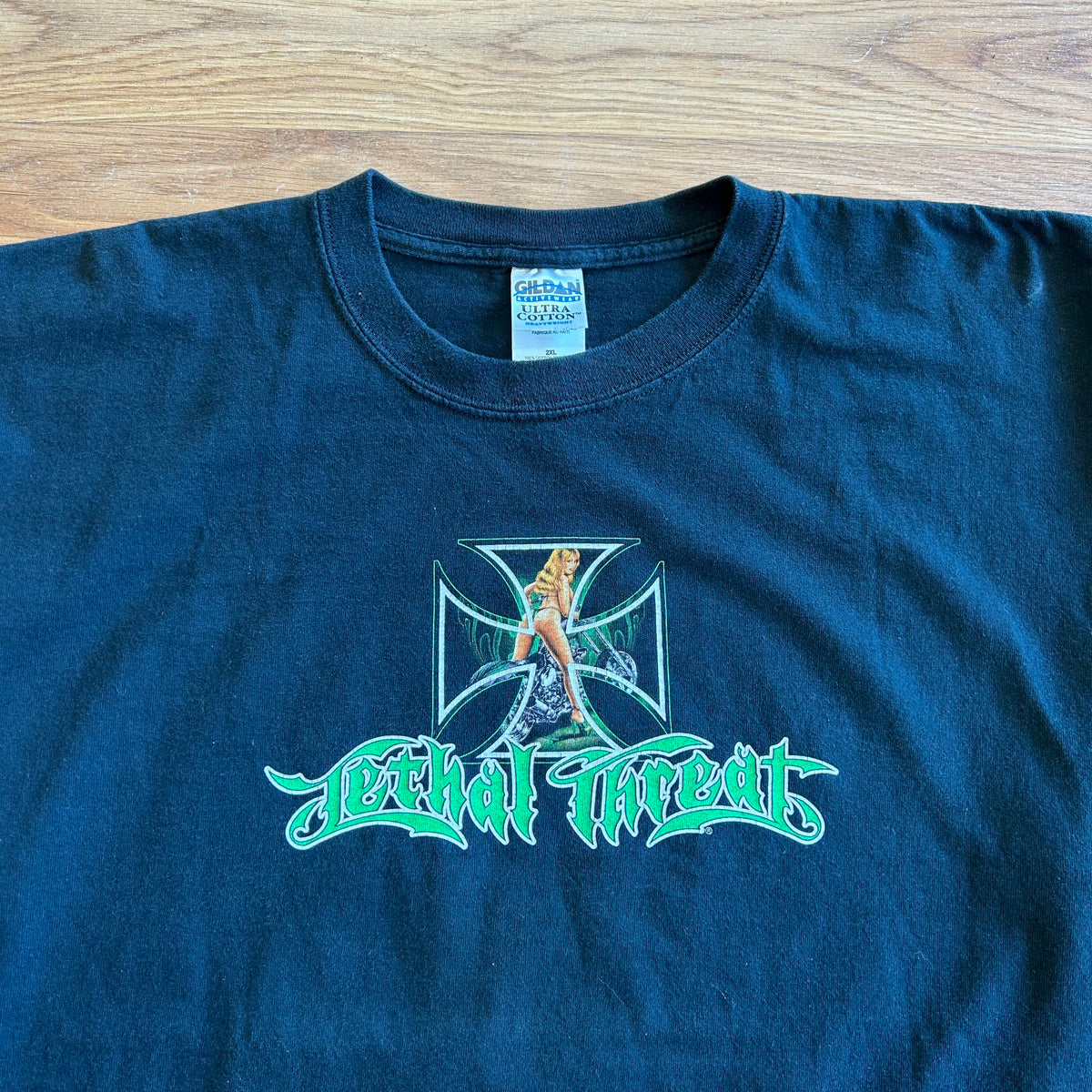 Vintage Lethal Threat Choppers Biker Pin-up T-shirt - Size 2XL