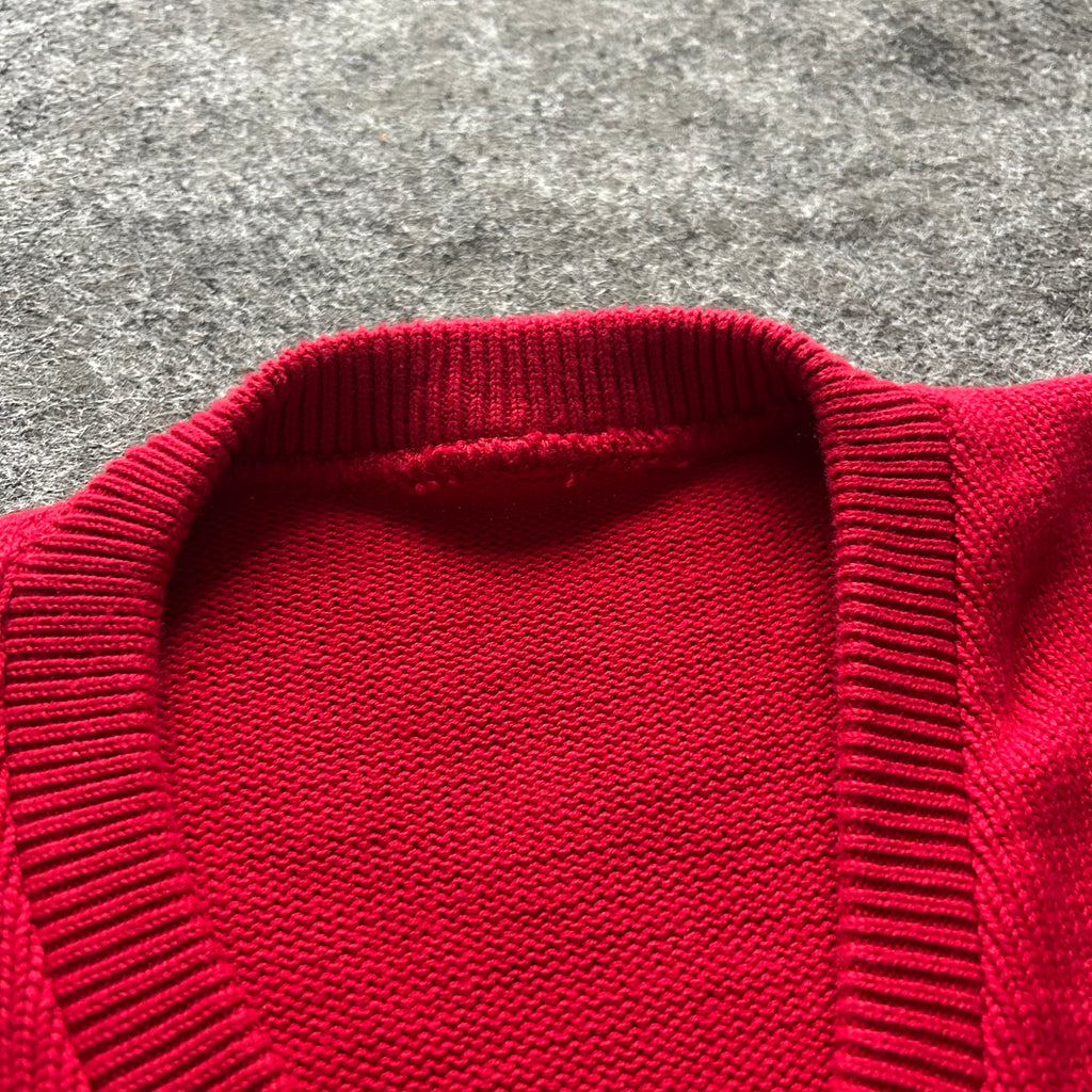 Vintage Porsche V-Neck Red Sweater